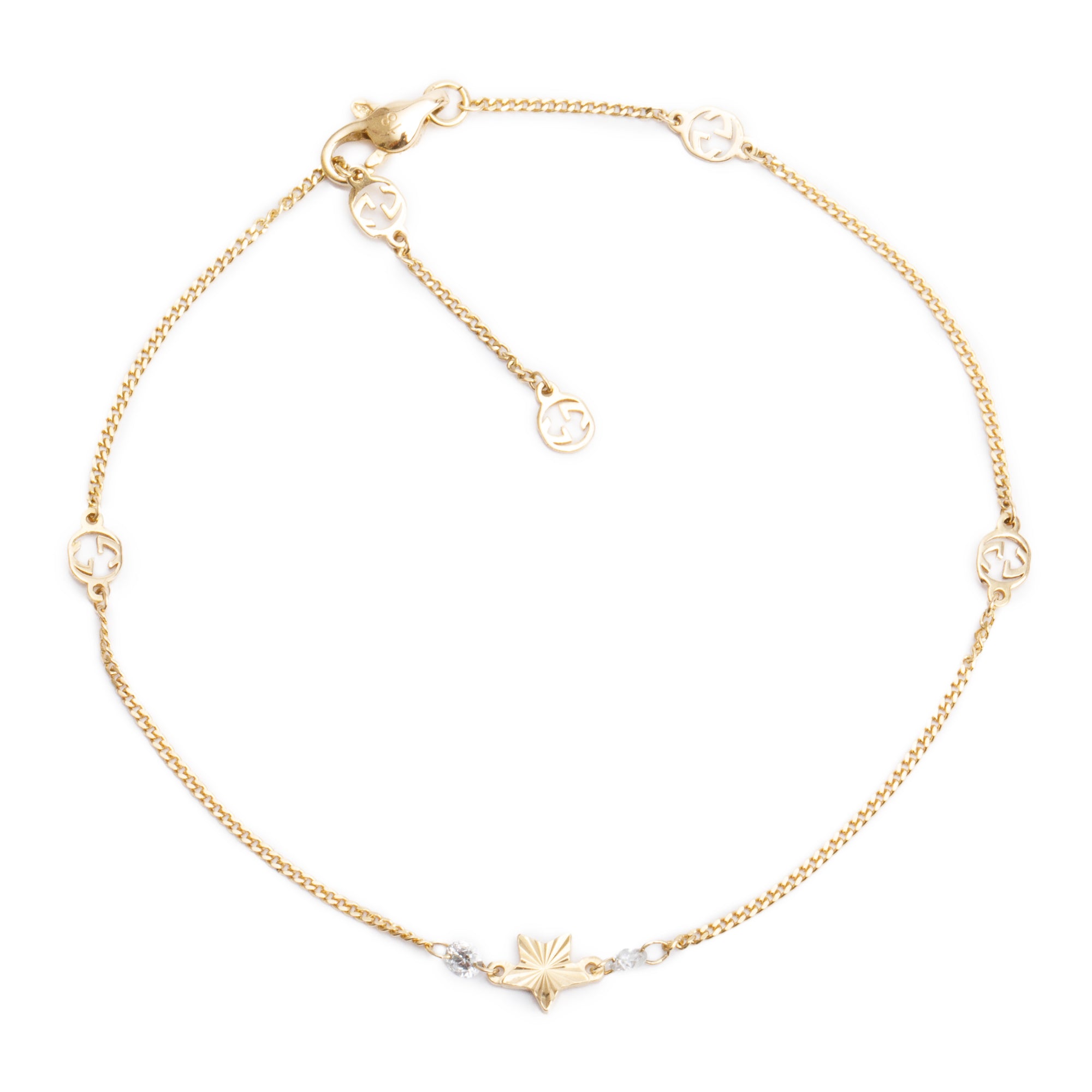 Gucci 18k Yellow Gold Diamond Interlocking G Star Station Bracelet
