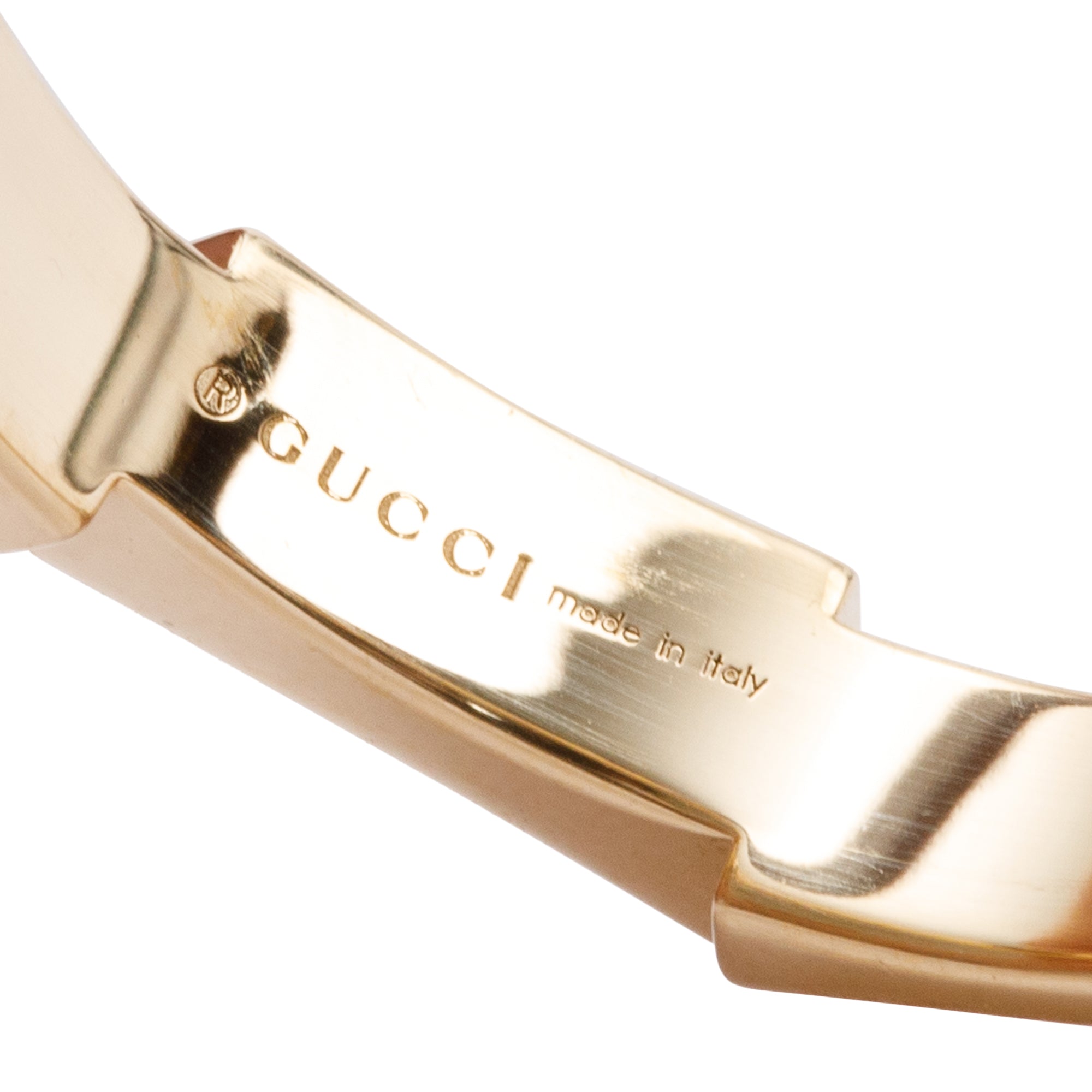 Gucci 18k Yellow Gold Diamond & Red Enamel Link to Love Ring, Size 12 6