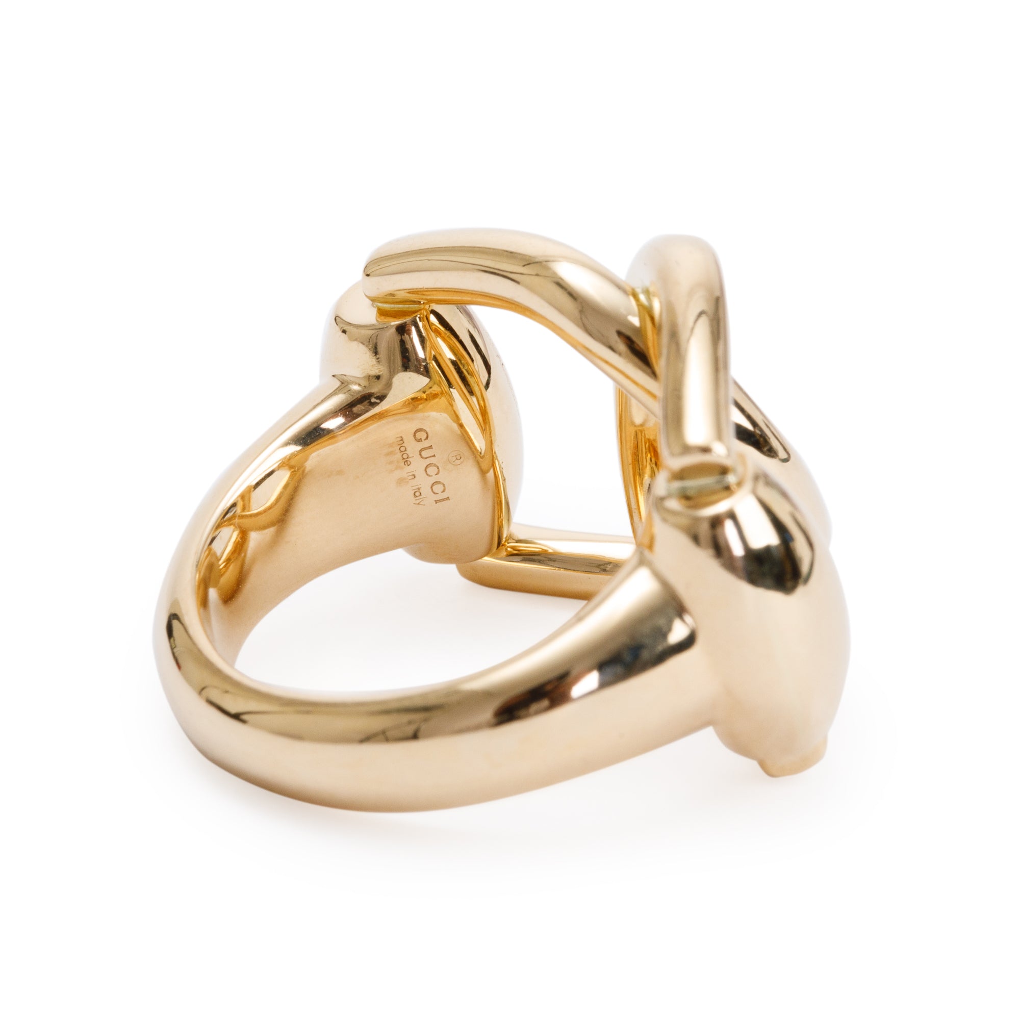 Gucci 18k Yellow Gold Double Horsebit Ring, Size 17 6.5 w/ Box