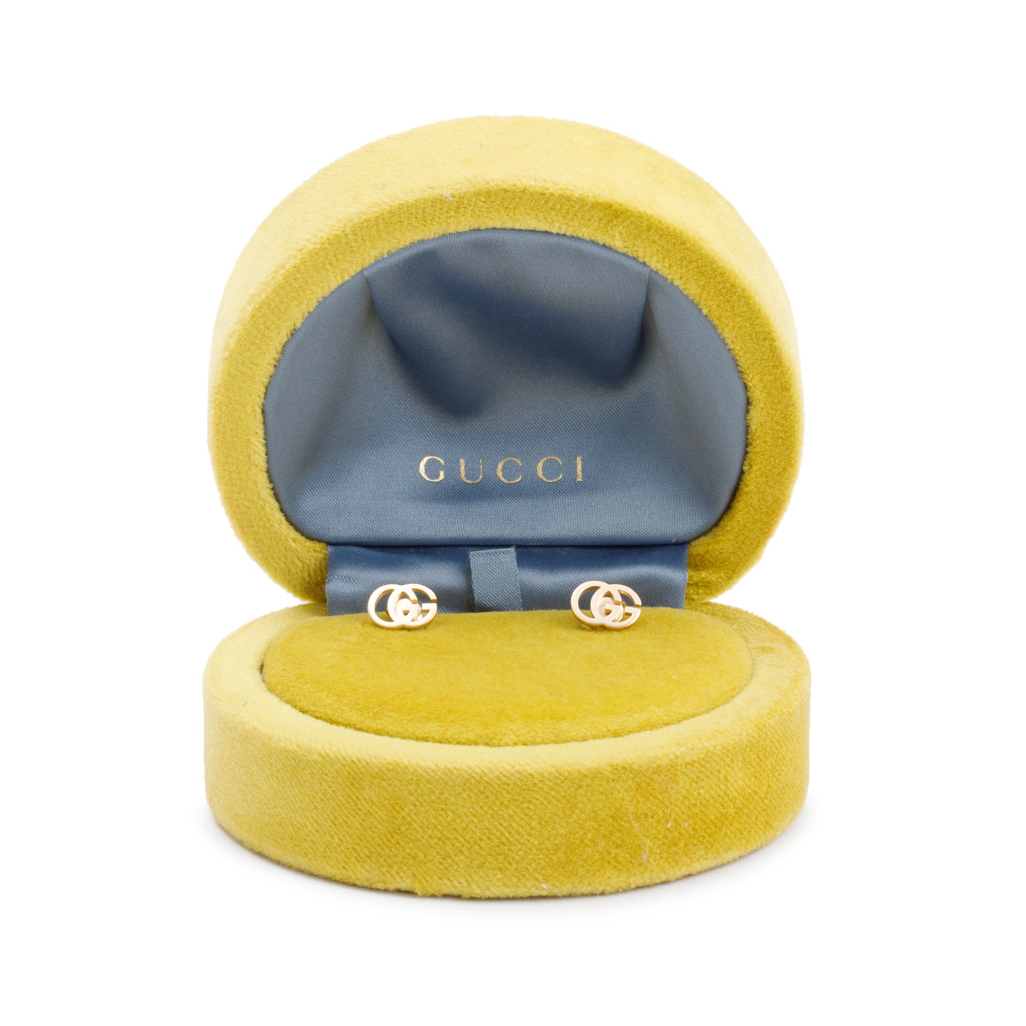 Gucci 18k Yellow Gold GG Running Stud Earrings w/ Box