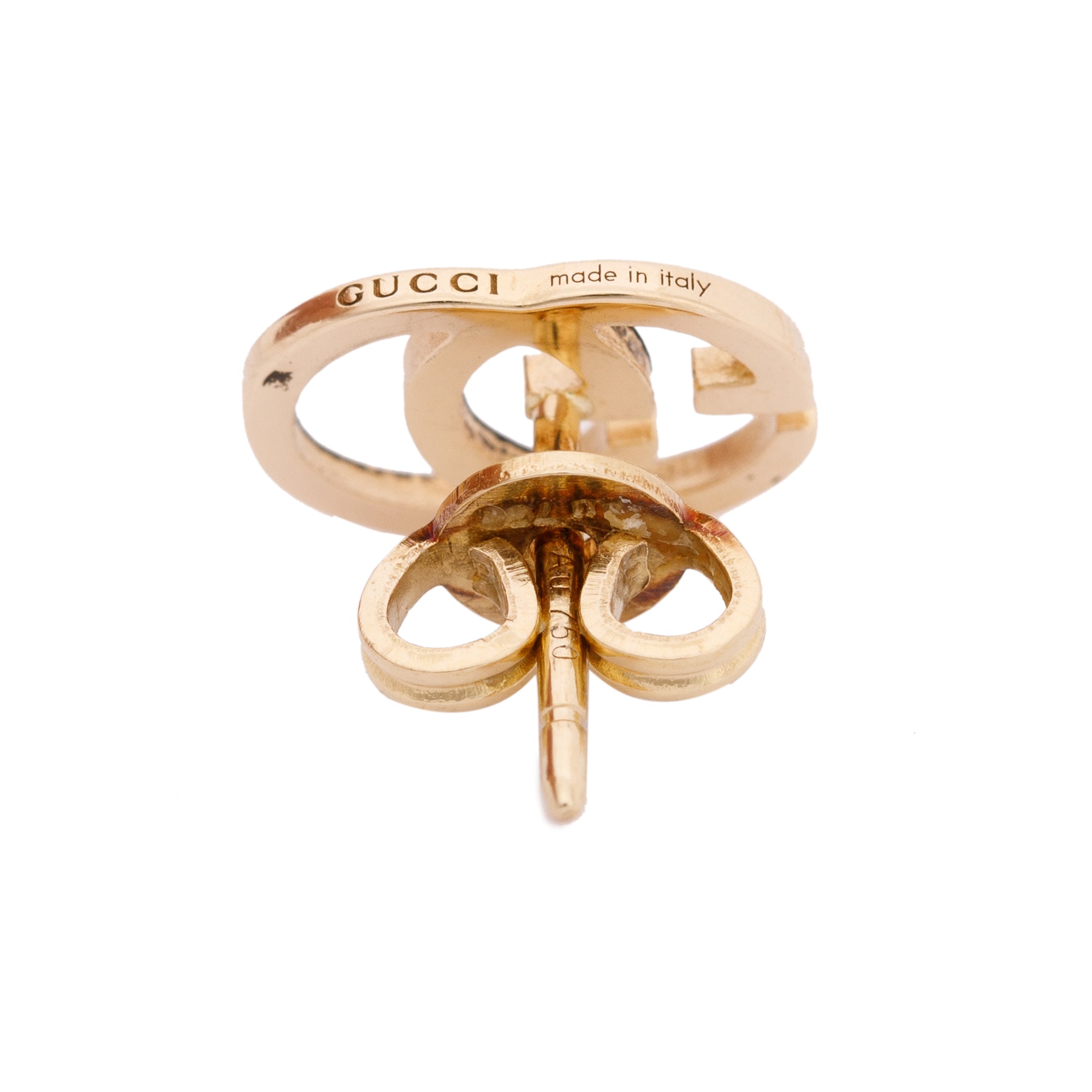 Gucci 18k Yellow Gold GG Tissue Stud Earrings