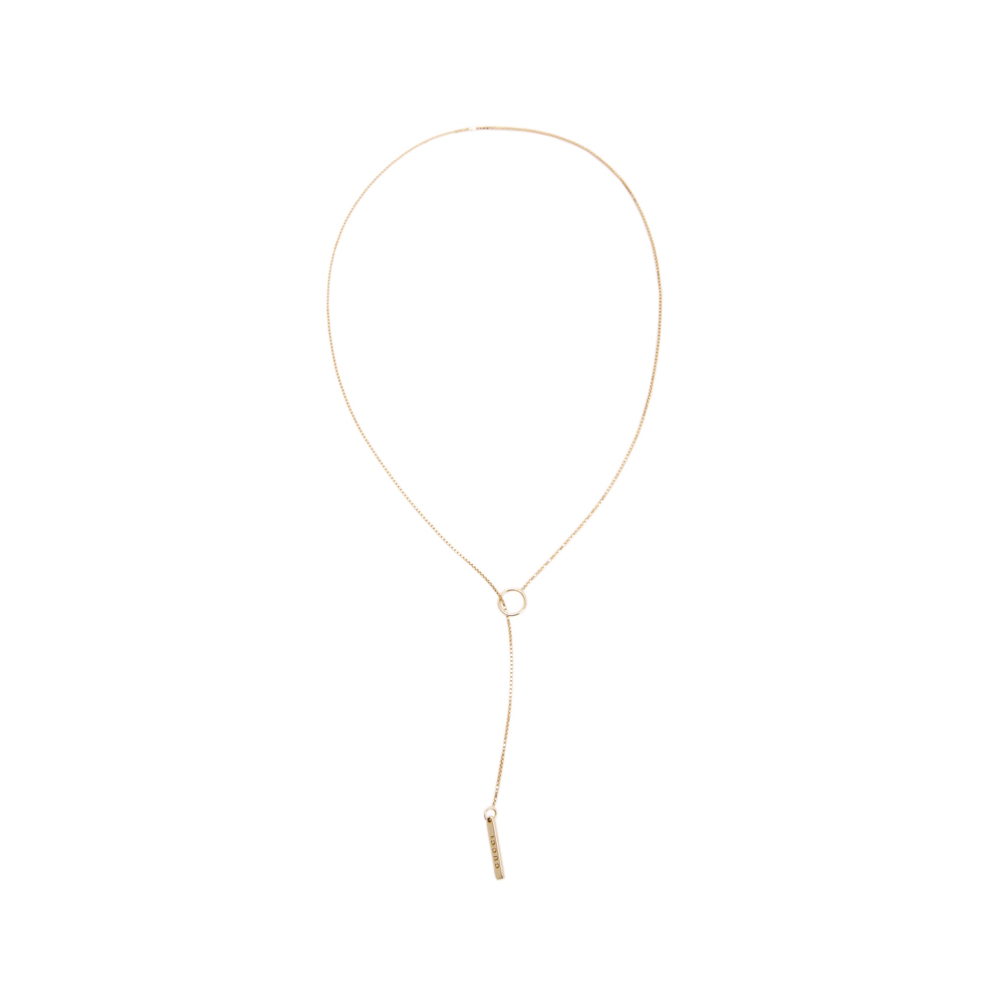 Gucci 18k Yellow Gold Logo Lariat Necklace