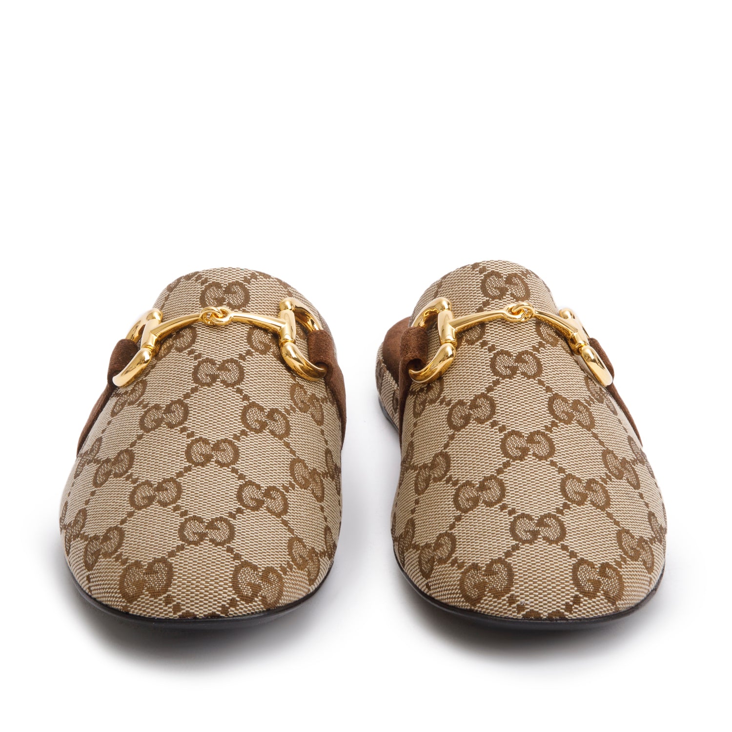 Gucci Beige GG Canvas Horsebit Mule, Size 38