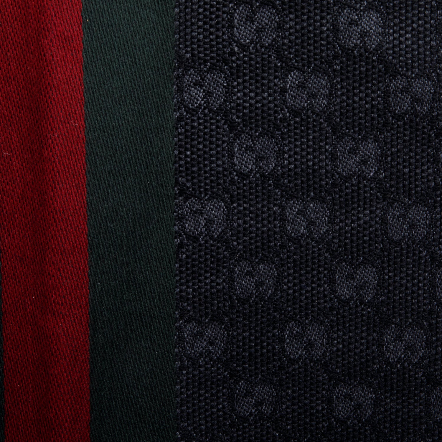 Gucci Black GG Web Jacquard Wool Silk Scarf