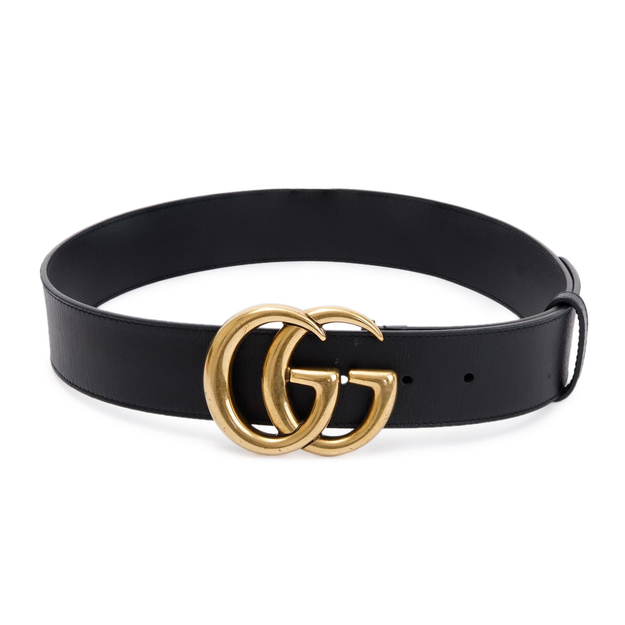 Gucci 2015 Re-Edition Black Wide Leather Belt 75 30 w/ Box