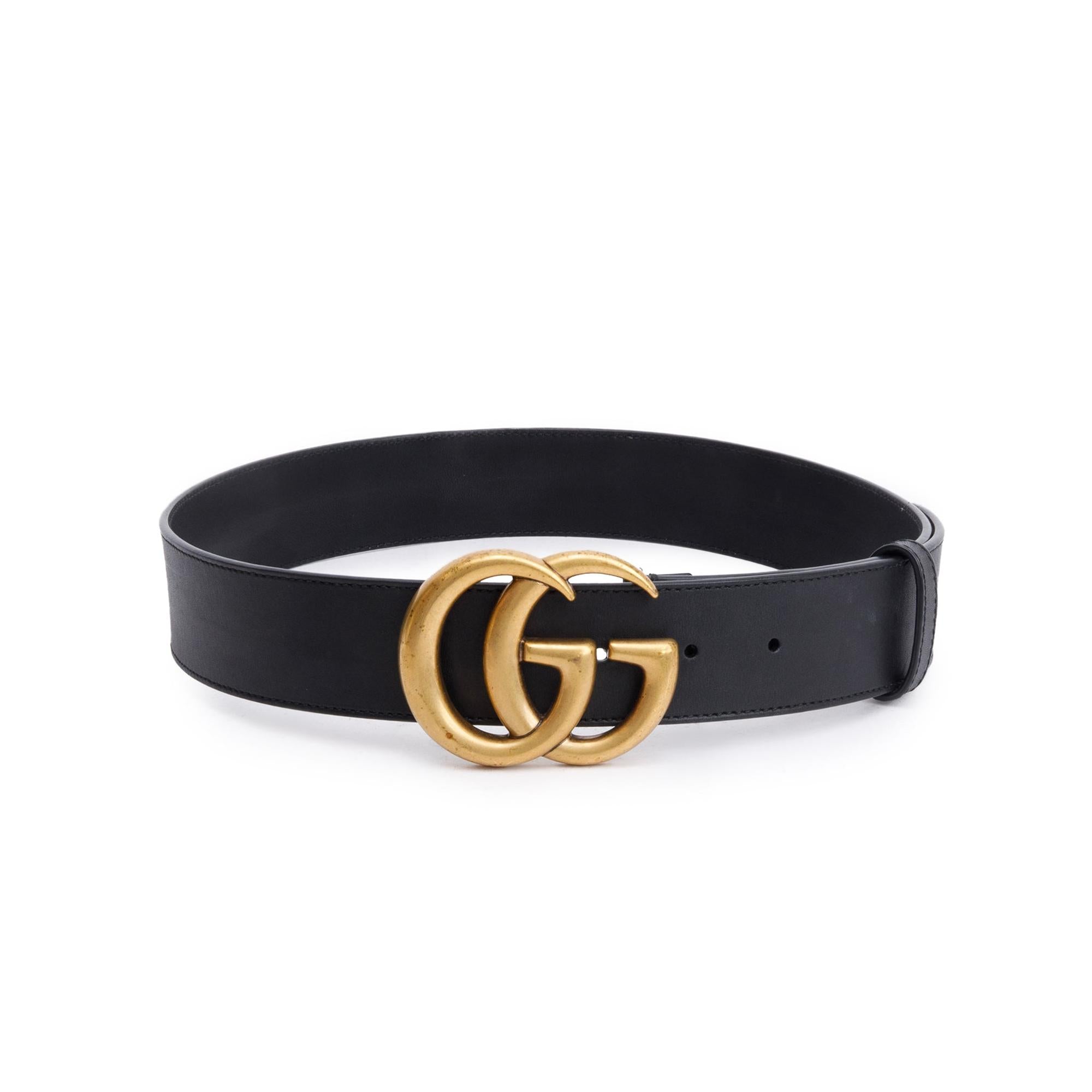 Gucci 2015 Re-Edition Black Wide Leather Belt 75 30 w/ Box