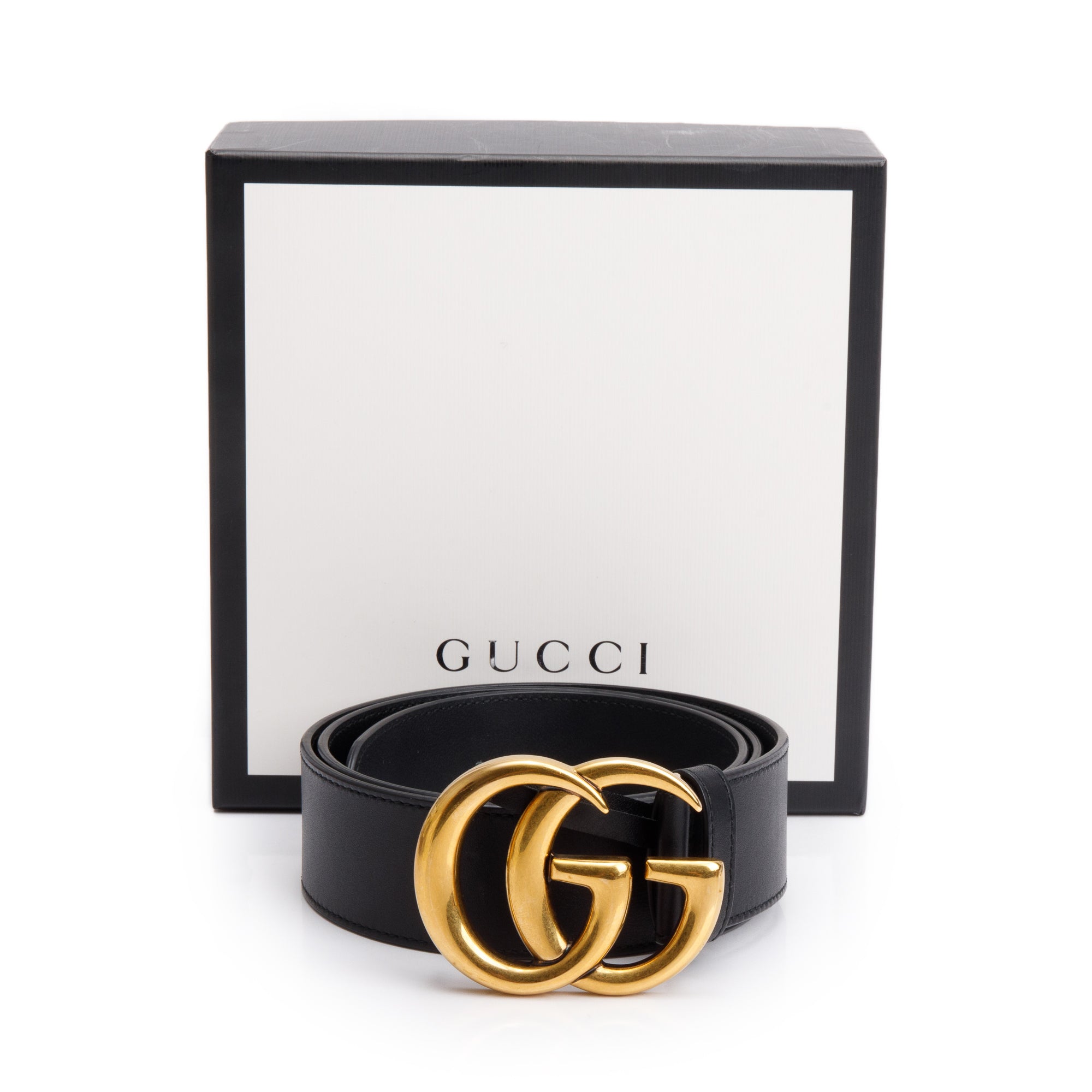 Gucci 2015 Re-Edition Black Wide Leather Belt 85 34 w/ Box