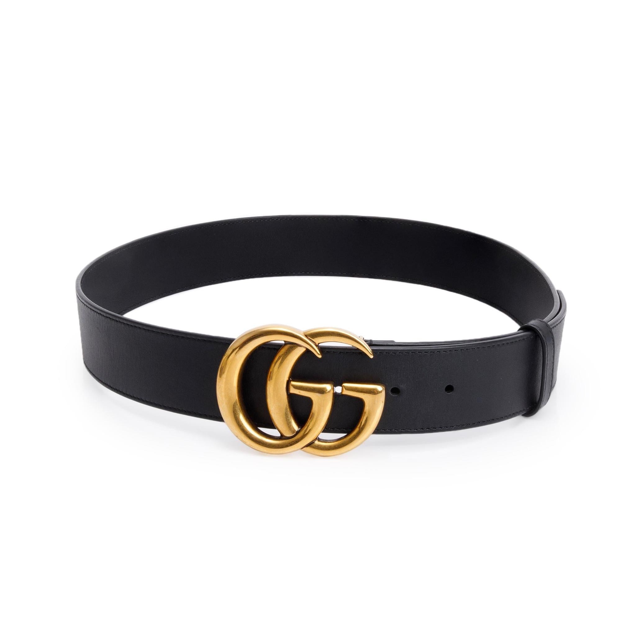 Gucci 2015 Re-Edition Black Wide Leather Belt 85 34 w/ Box