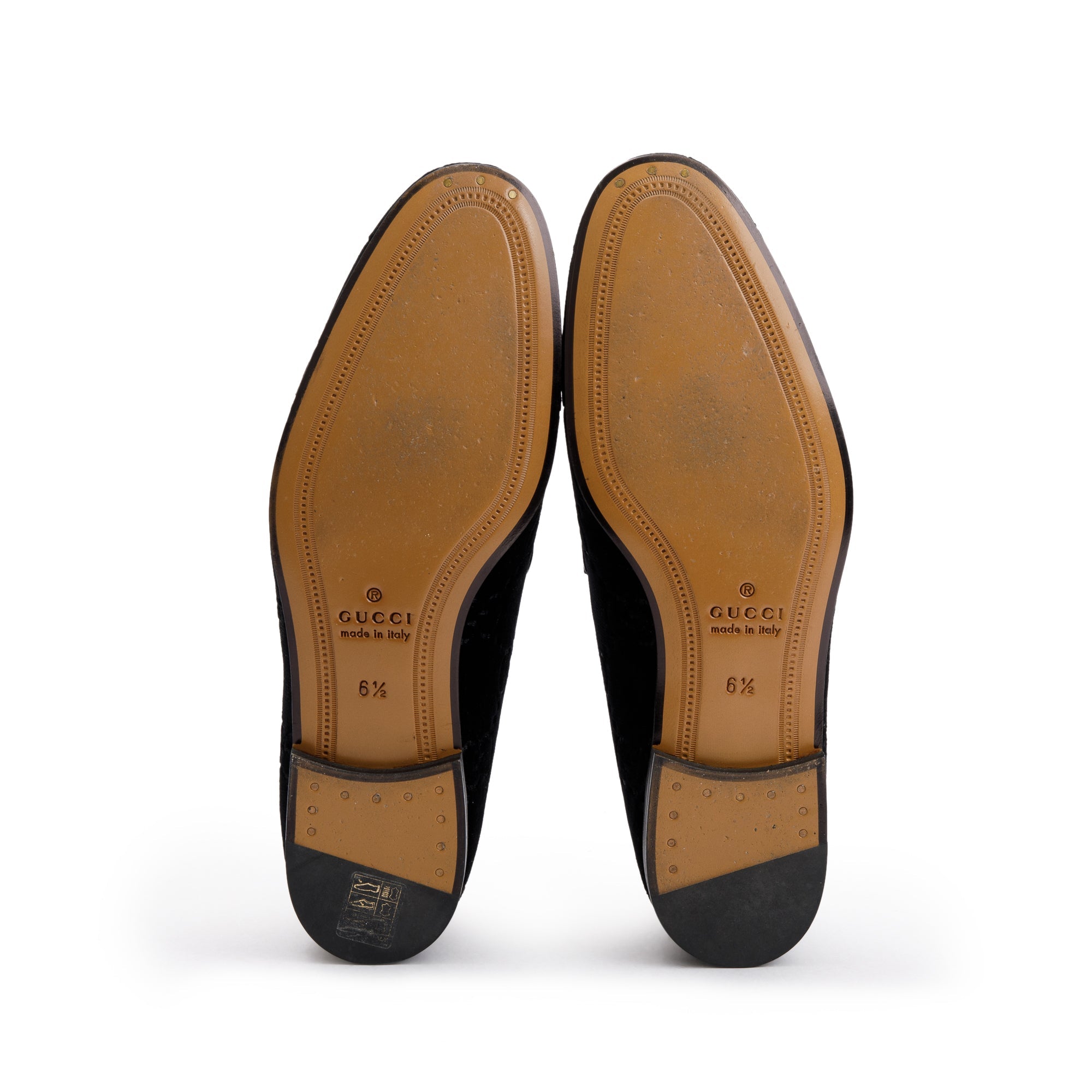 Gucci 2020 Black GG Velvet Jordaan Horsebit Accent Loafers, Size 6.5 w/ Box & Receipt