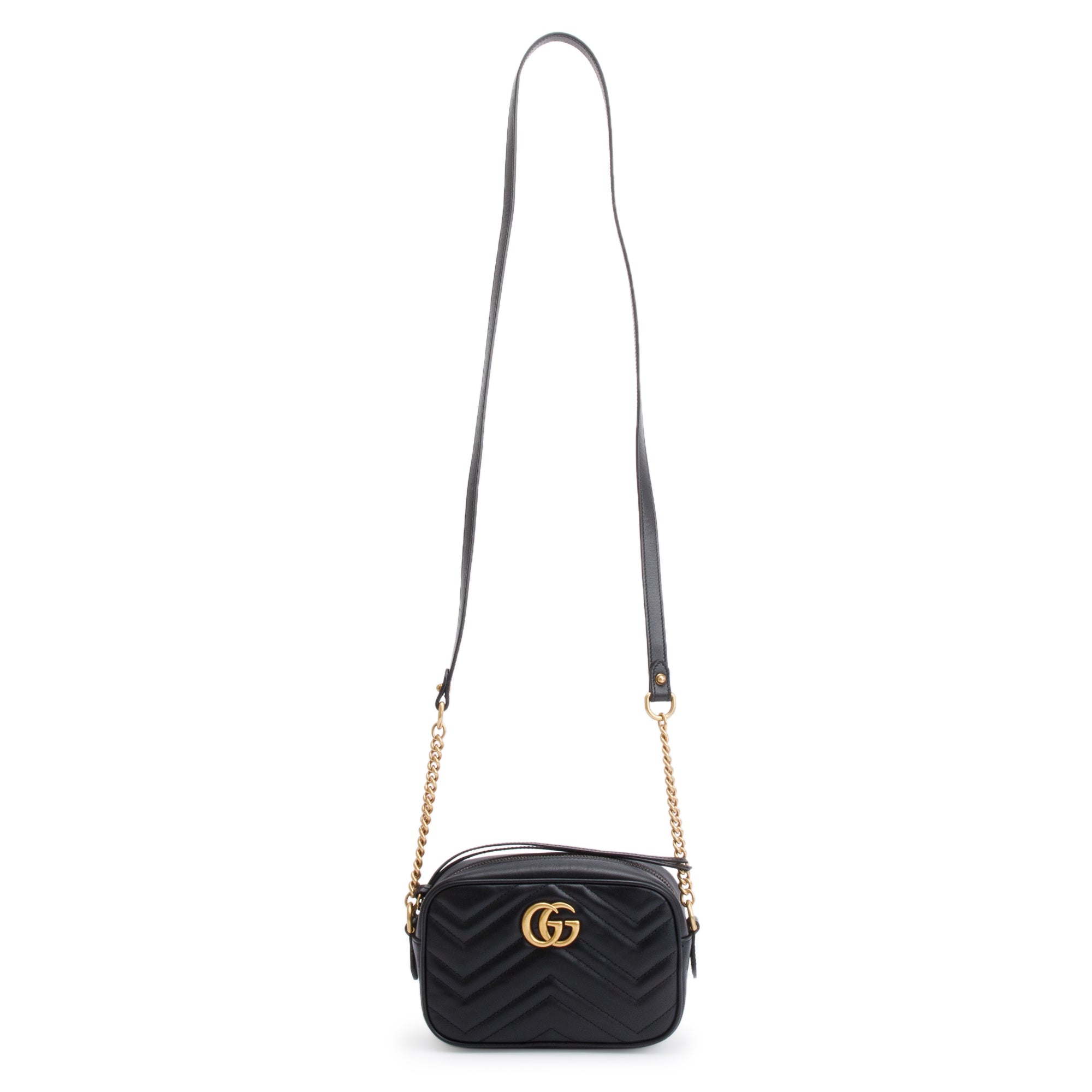 Gucci 2021 Black GG Marmont Matelasse Mini Shoulder Bag w/ Box & Receipt