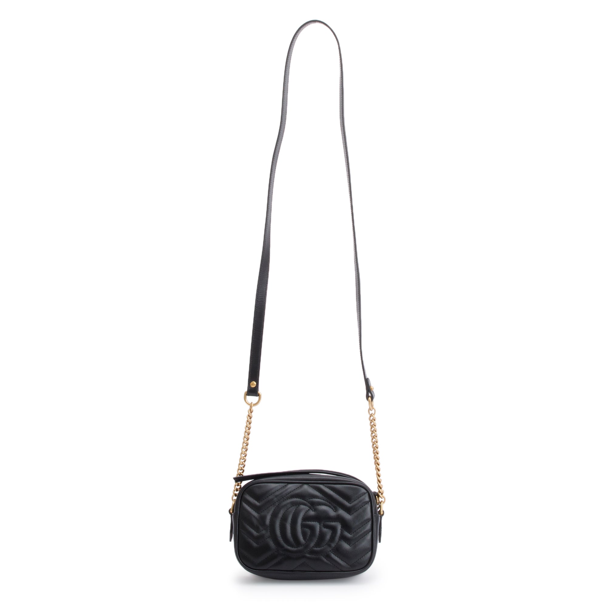 Gucci 2021 Black GG Marmont Matelasse Mini Shoulder Bag w/ Box & Receipt