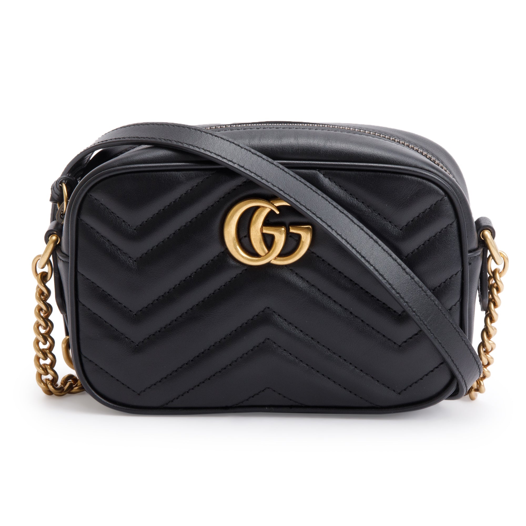 Gucci 2021 Black GG Marmont Matelasse Mini Shoulder Bag w/ Box & Receipt
