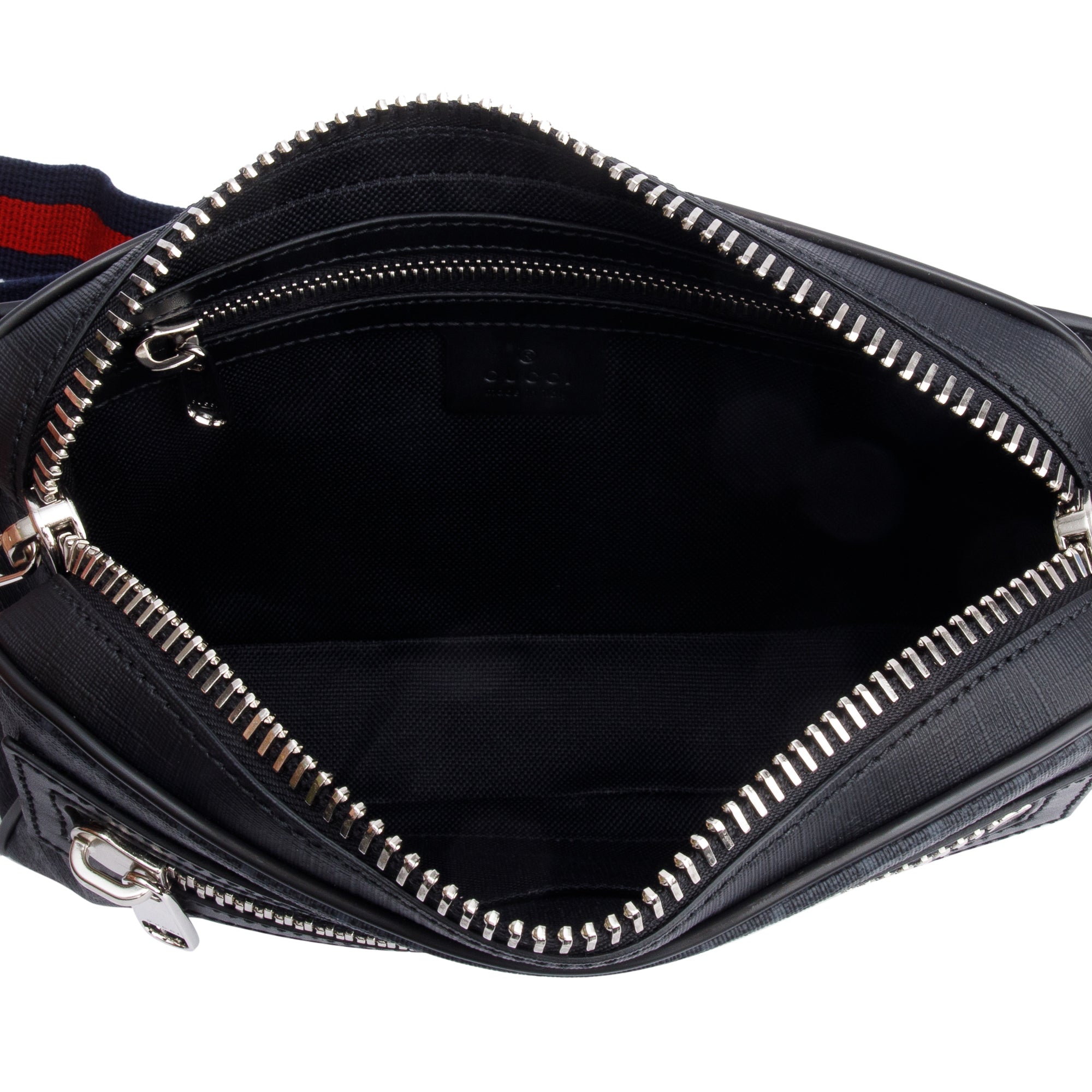 Gucci 2021 Black GG Supreme Belt Bag with Zip Pocket w/ Box