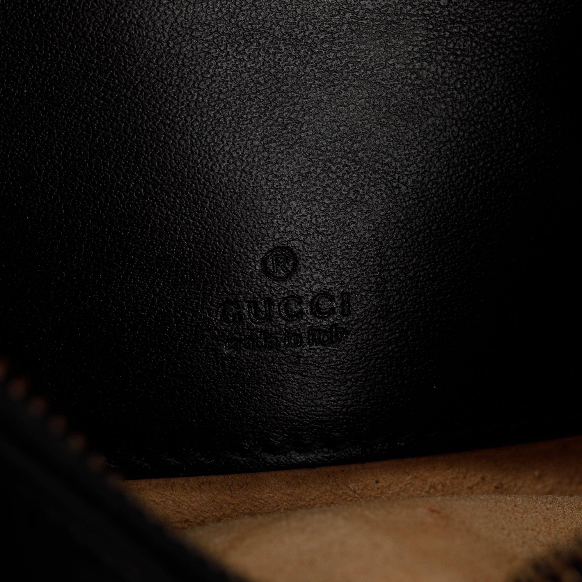 Gucci 2022 Black GG Marmont Half-Moon Shaped Mini Bag w/ Box & Receipt