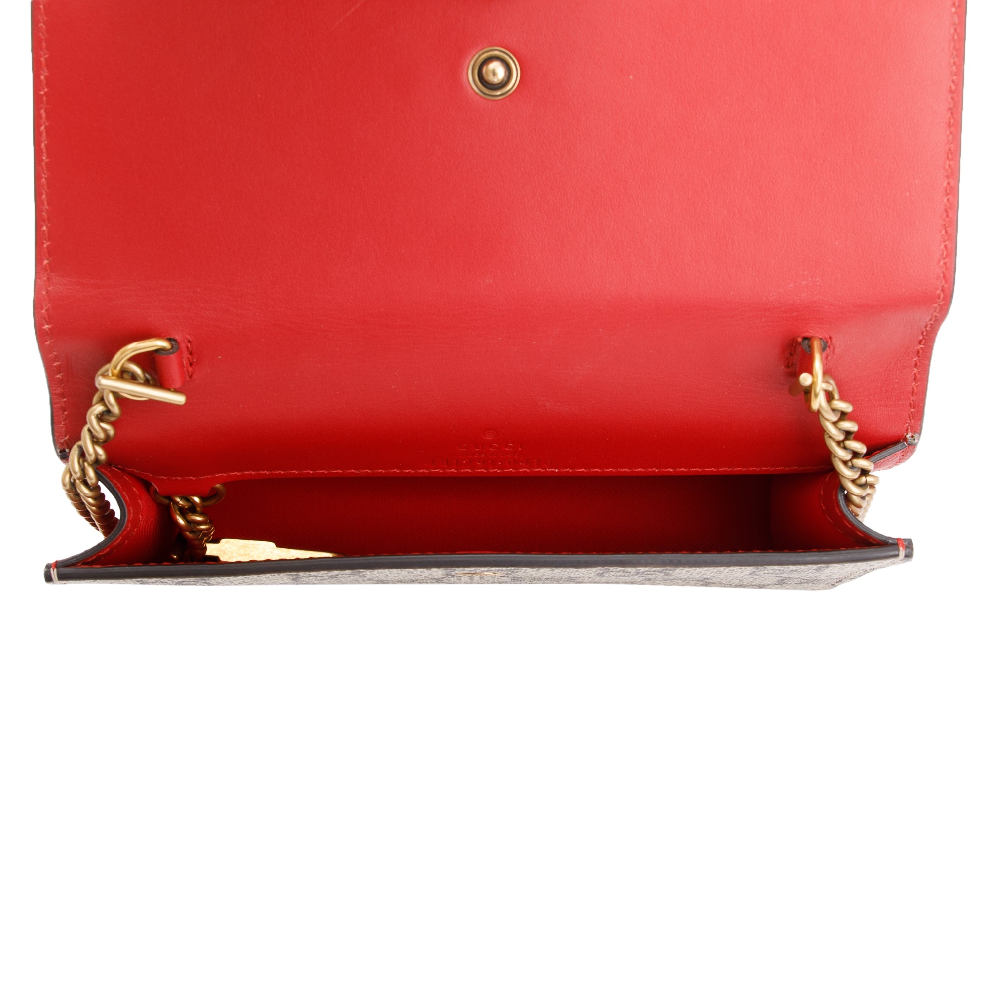 Gucci 2022 GG Supreme Cherry Mini Wallet On Chain w/ Box & Receipt