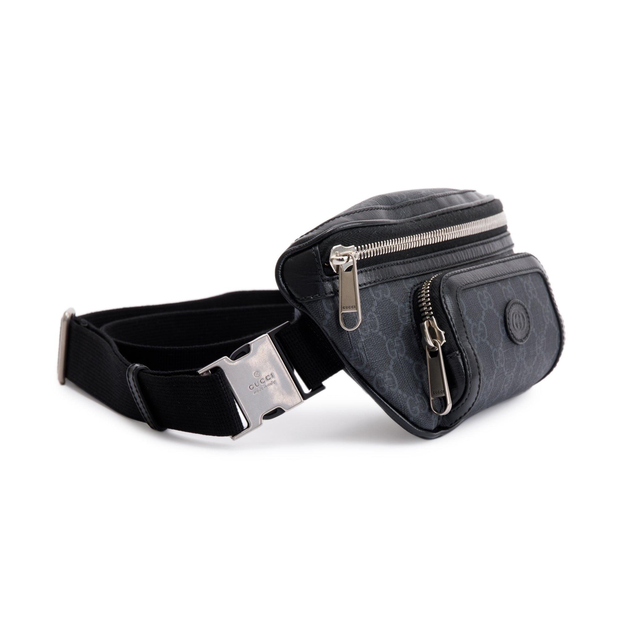 Gucci 2023 Black GG Supreme Interlocking G Belt Bag w/ Box & Receipt