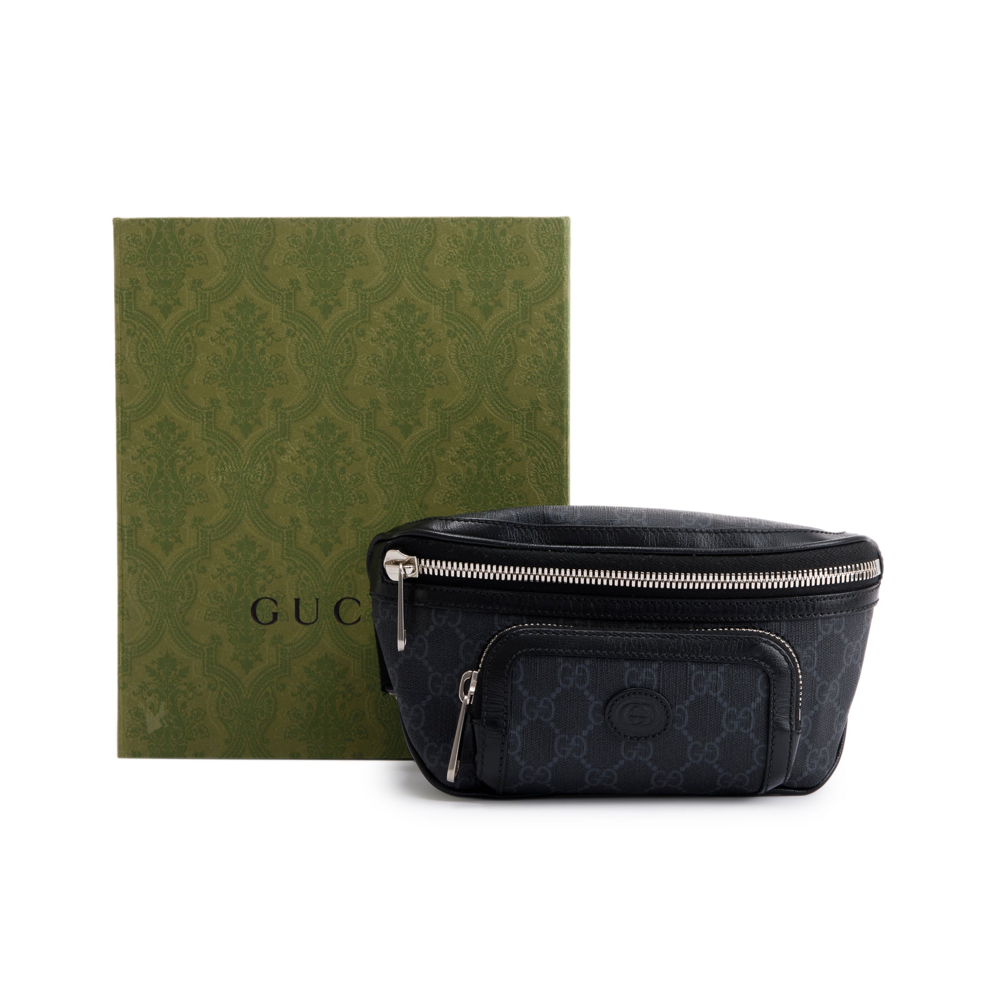 Gucci 2023 Black GG Supreme Interlocking G Belt Bag w/ Box & Receipt