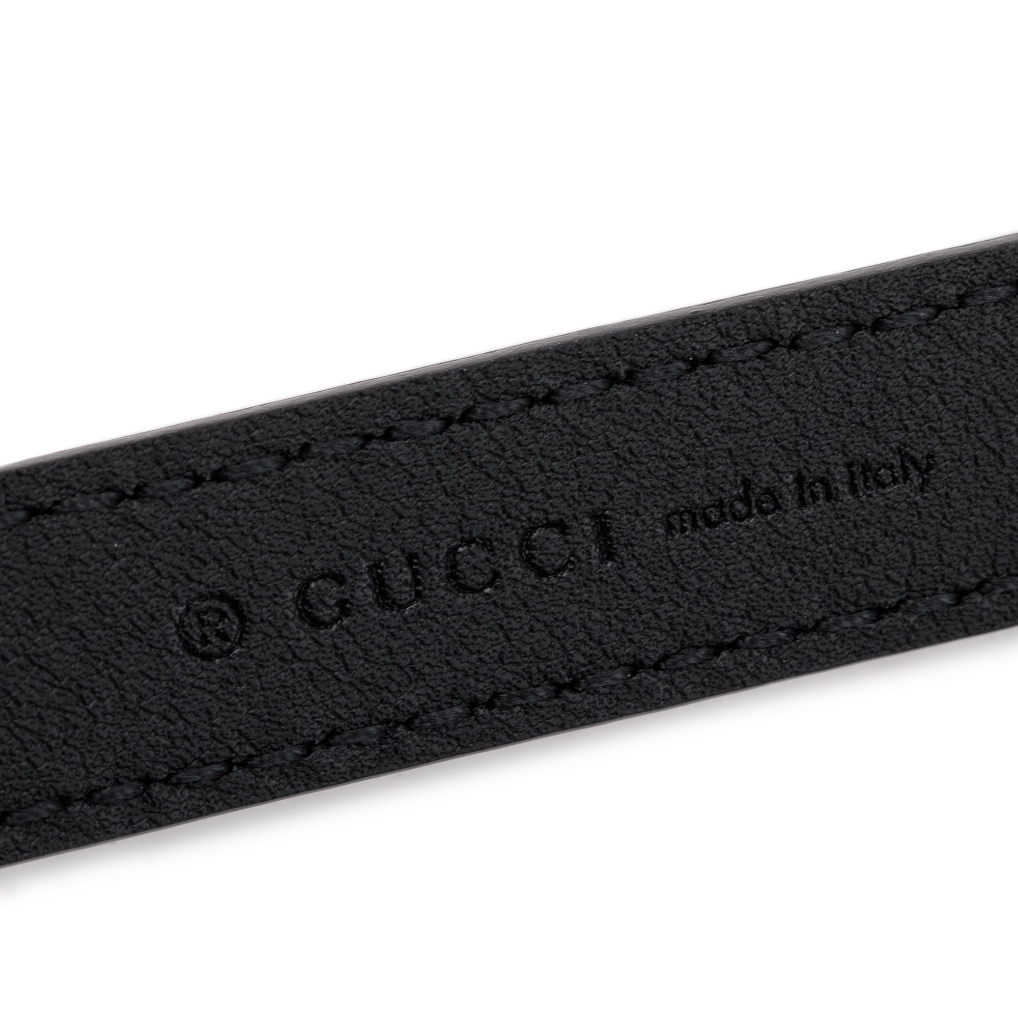 Gucci 2023 Black Leather Thin Belt with Interlocking G Buckle, 90 36 w/ Box & Receipt