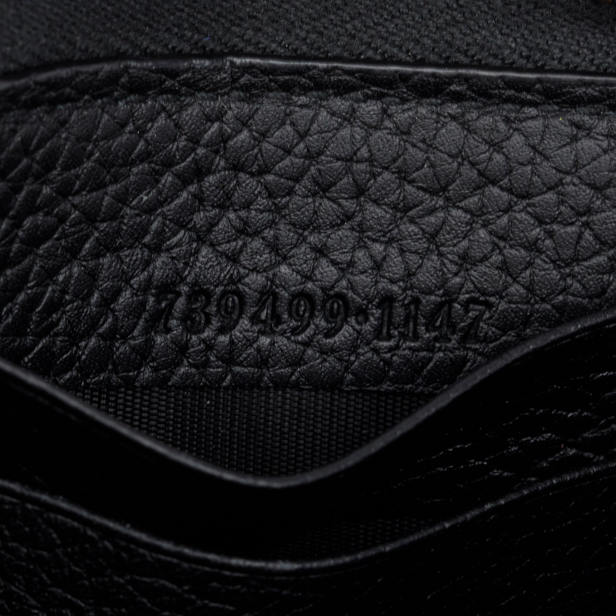 Gucci 2023 Black Leather Zip Around Wallet With Bamboo w/ Box & Receipt