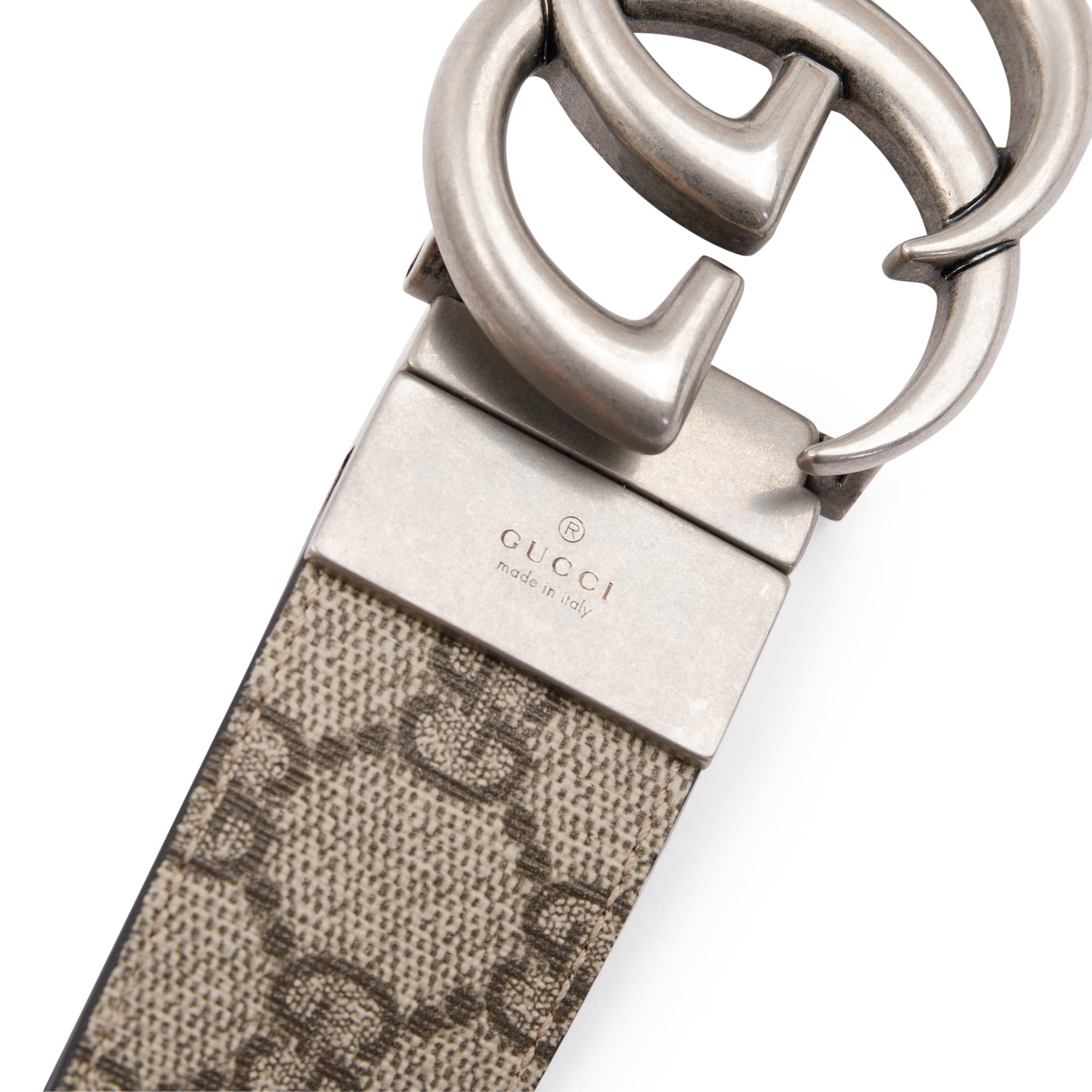 Gucci 2023 GG Supreme Canvas & Black Leather Reversible Marmont Belt w/ Receipt