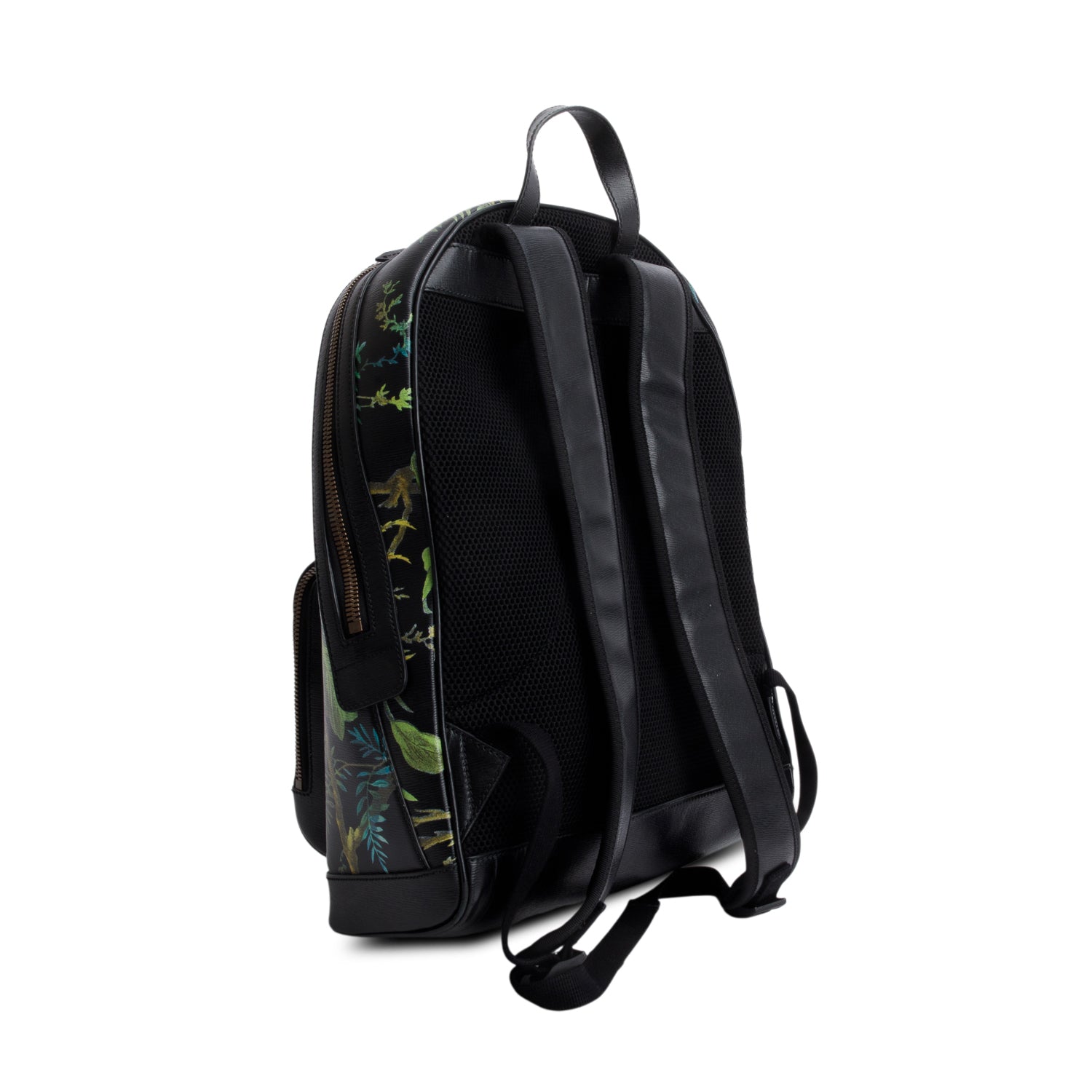 Gucci Black Calfskin Tropical Print Medium Day Backpack