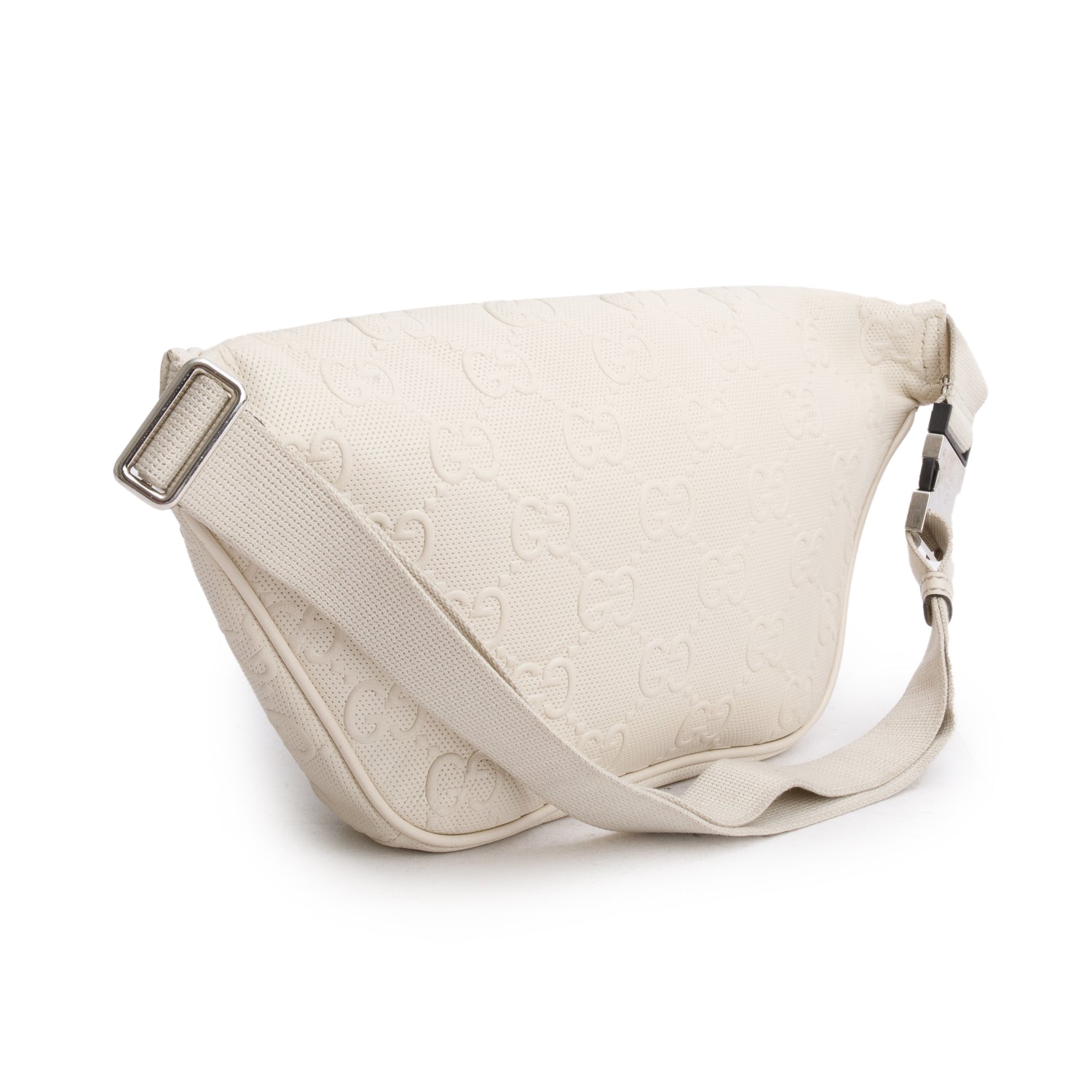 Gucci White Calfskin GG Tennis Embossed Belt Bag