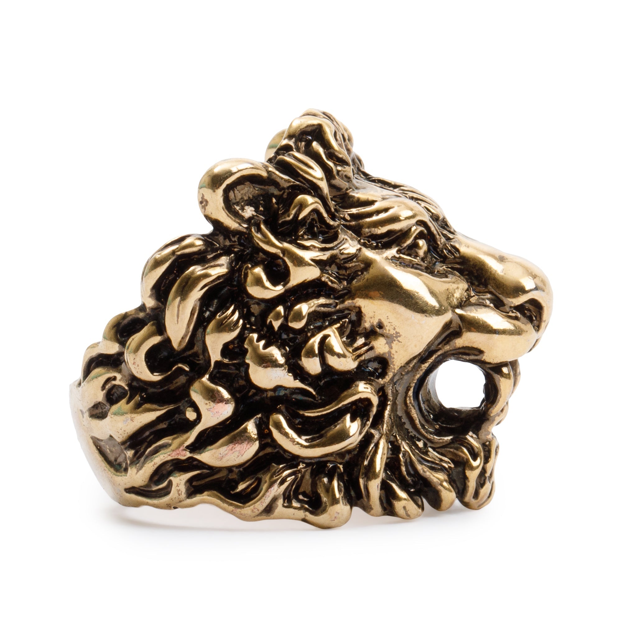 Gucci Aged Gold Plated Metal Lion Head Ring