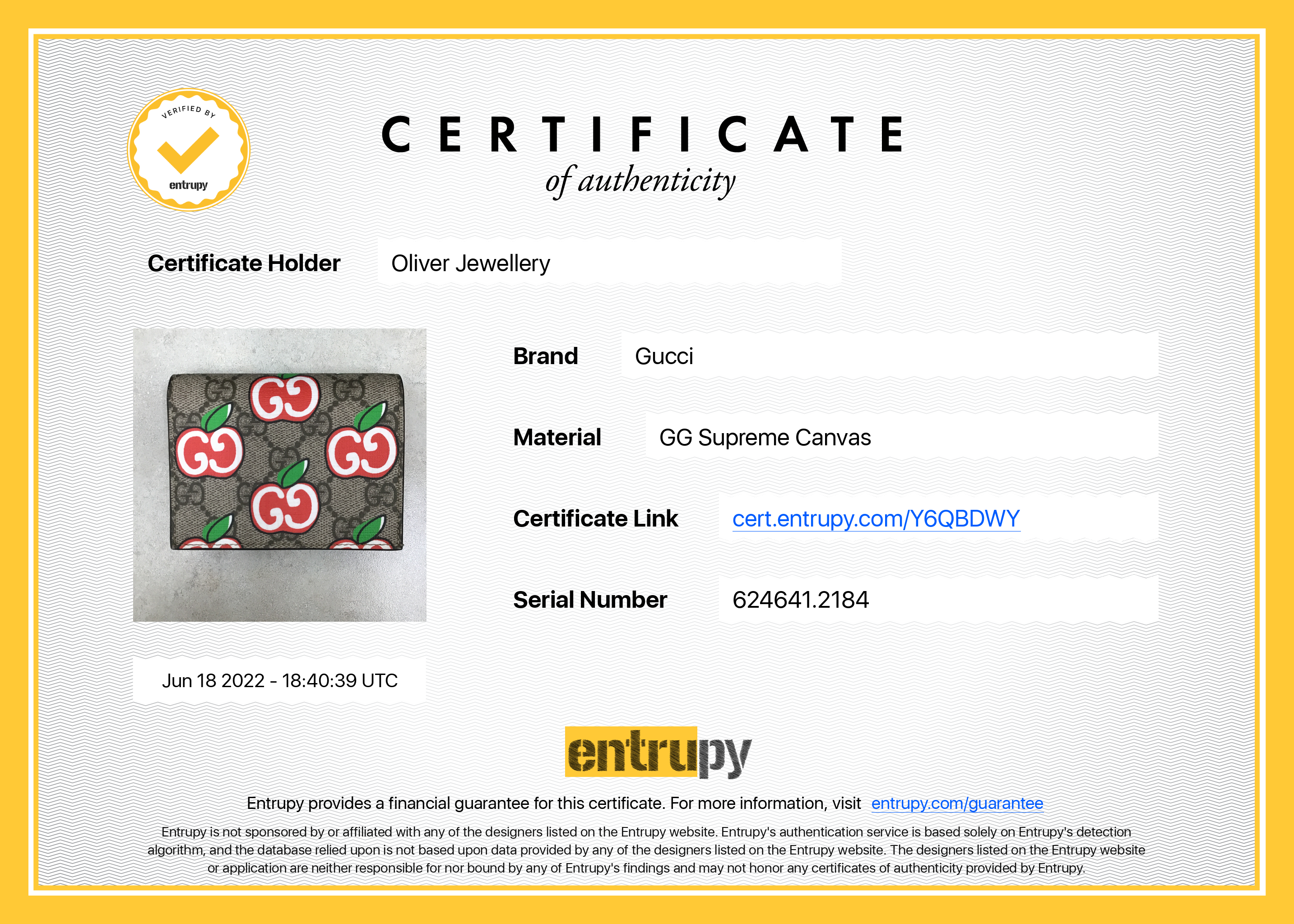 Gucci Apple GG Supreme Card Case Wallet