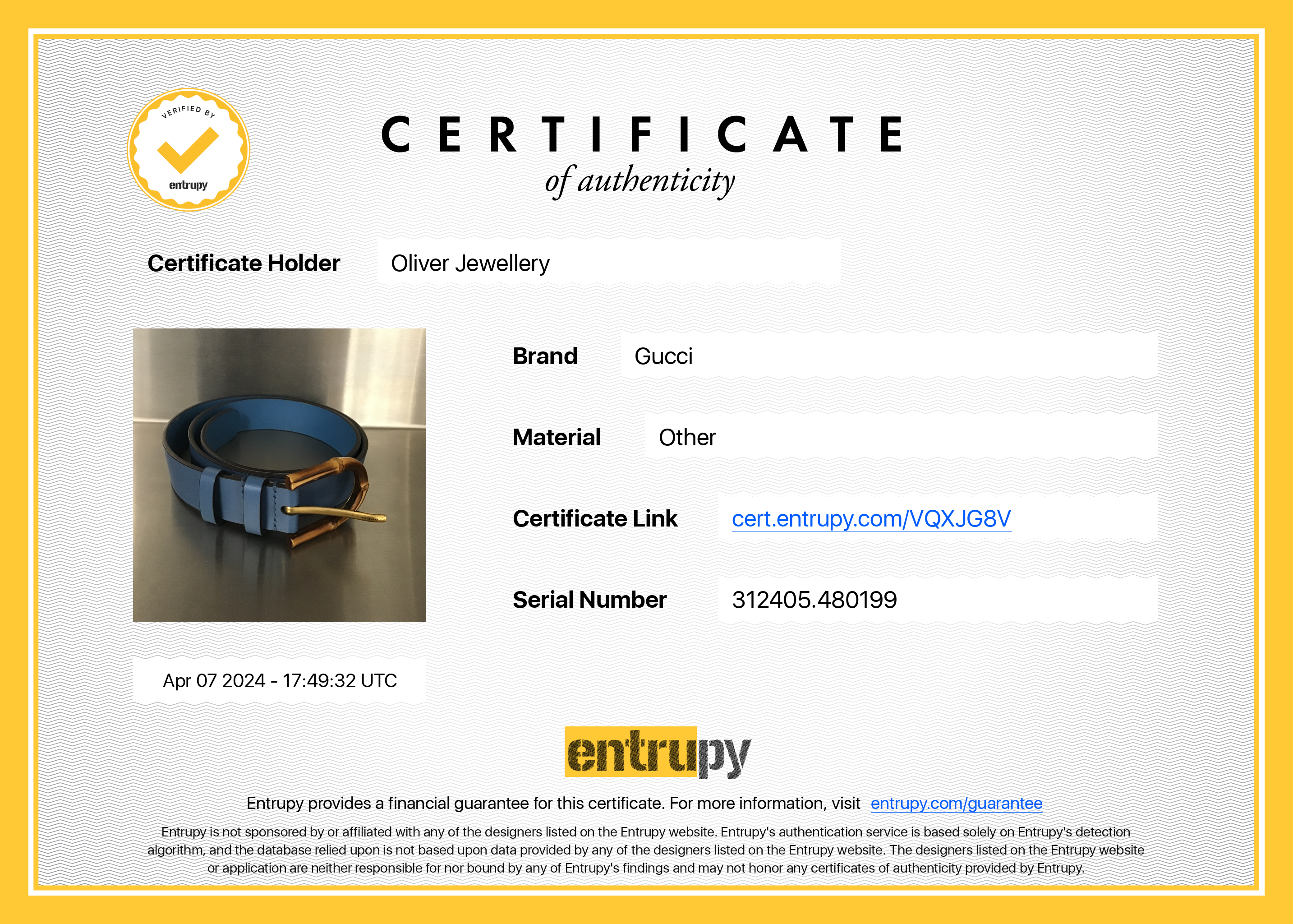 Gucci Bamboo Buckle Blue Leather Belt 85 34