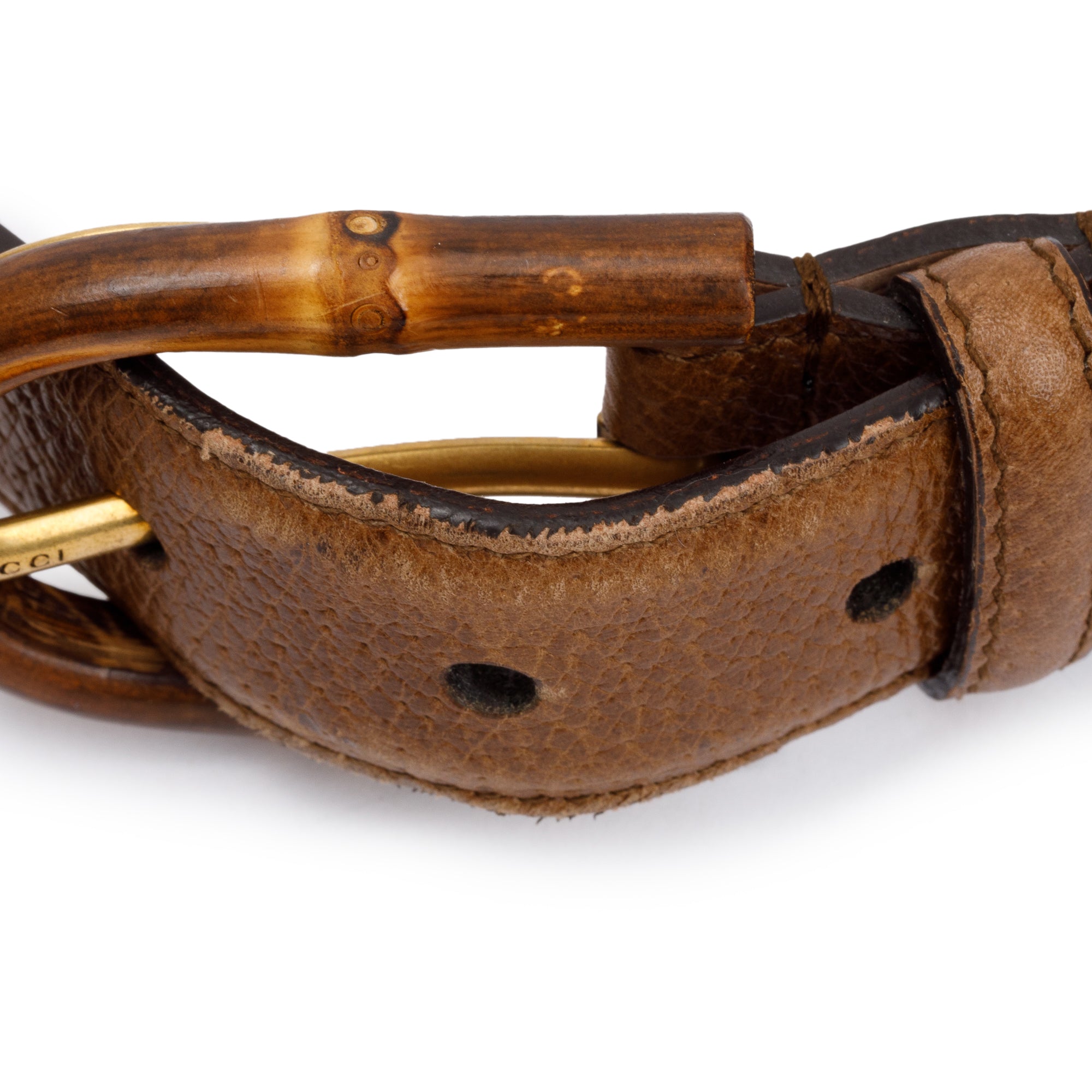 Gucci Bamboo Buckle Brown Leather Belt 90 36