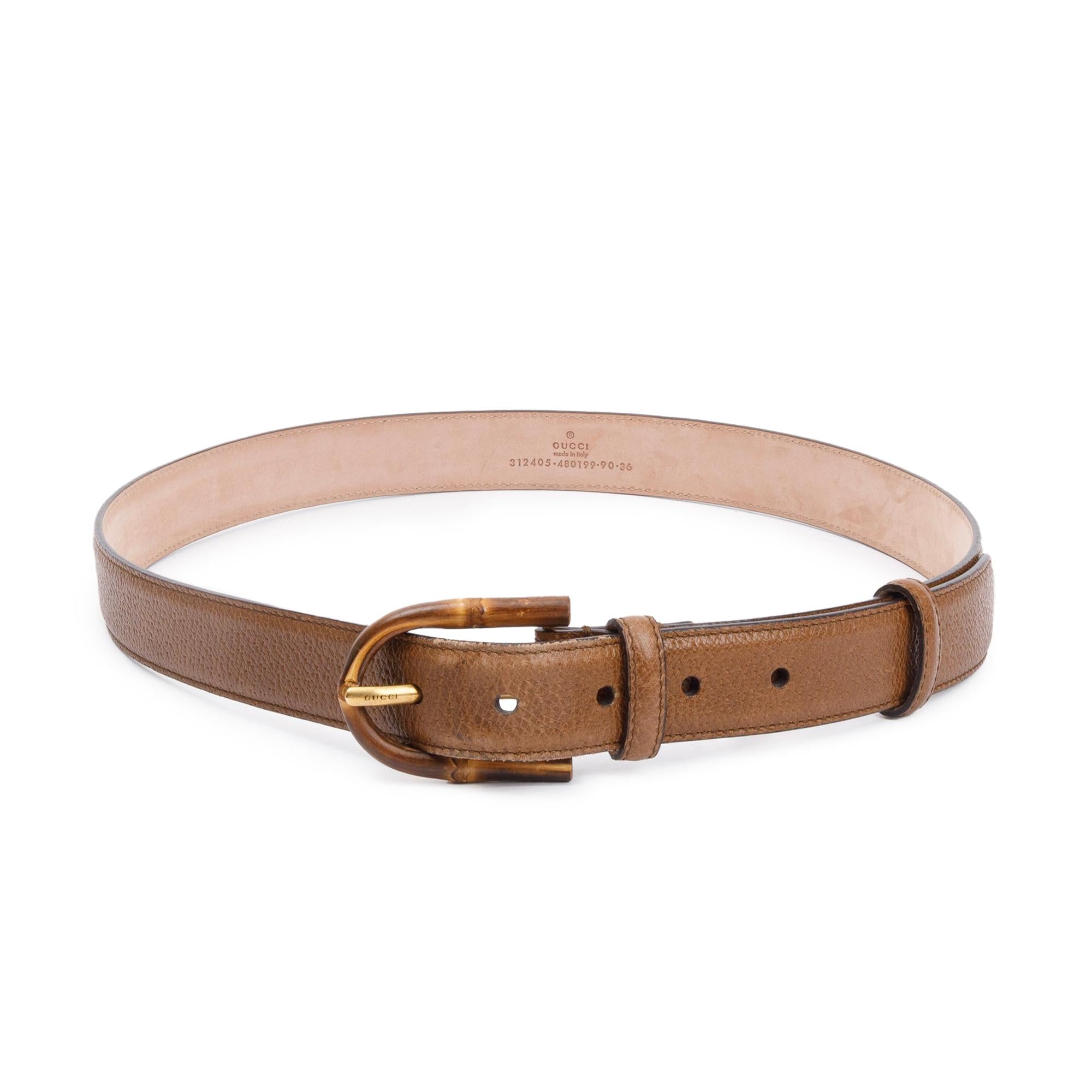 Gucci Bamboo Buckle Brown Leather Belt 90 36