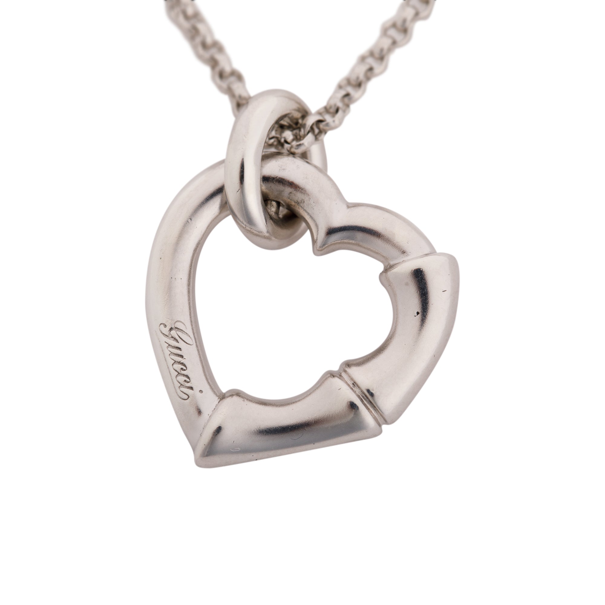 Gucci Bamboo Heart Pendant Necklace w/ Box
