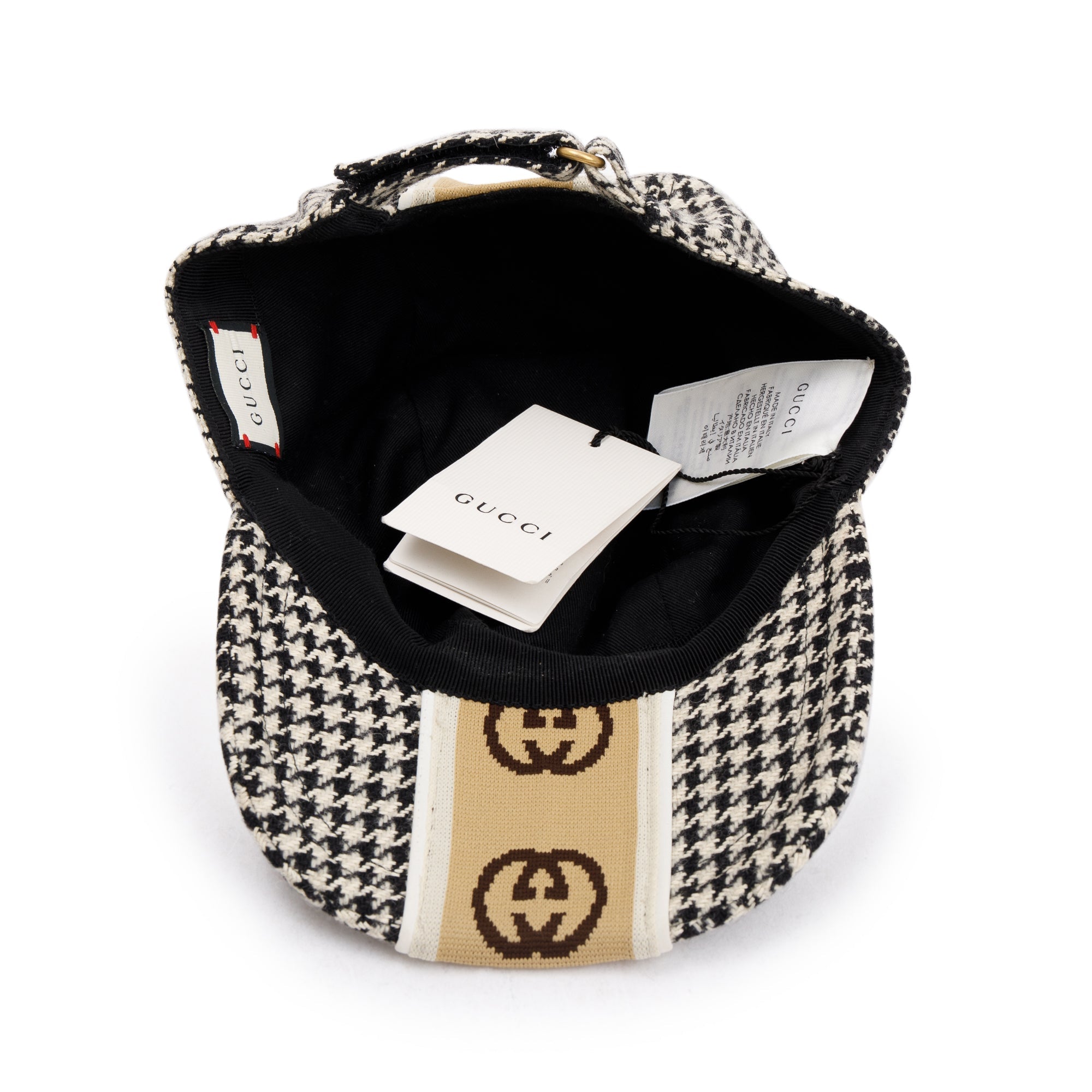 Gucci Beige & Black Wool Knit Interlocking G Logo Baseball Hat, Size S 57