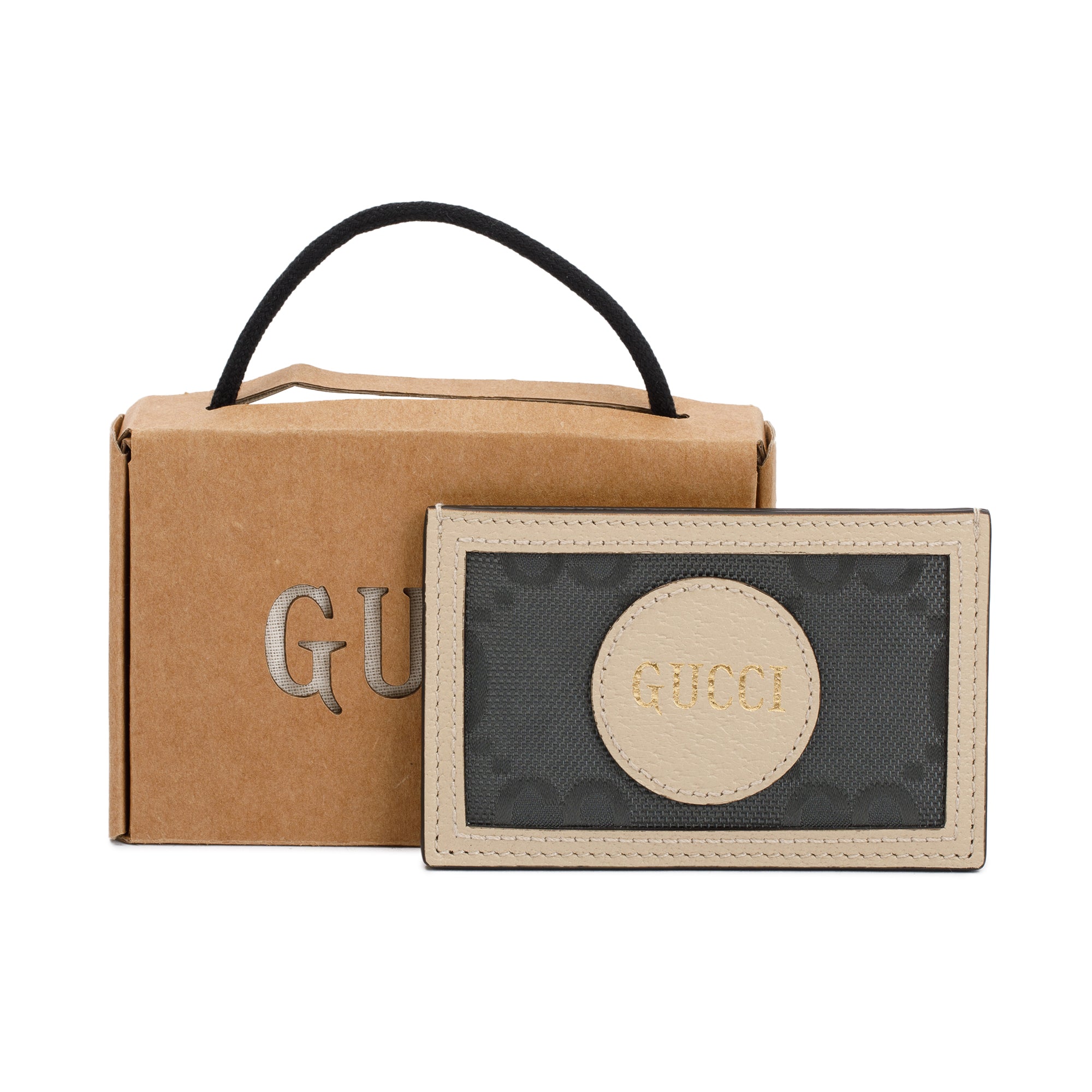 Gucci Beige Calfskin Grey Econyl Off The Grid Card Holder w/ Box