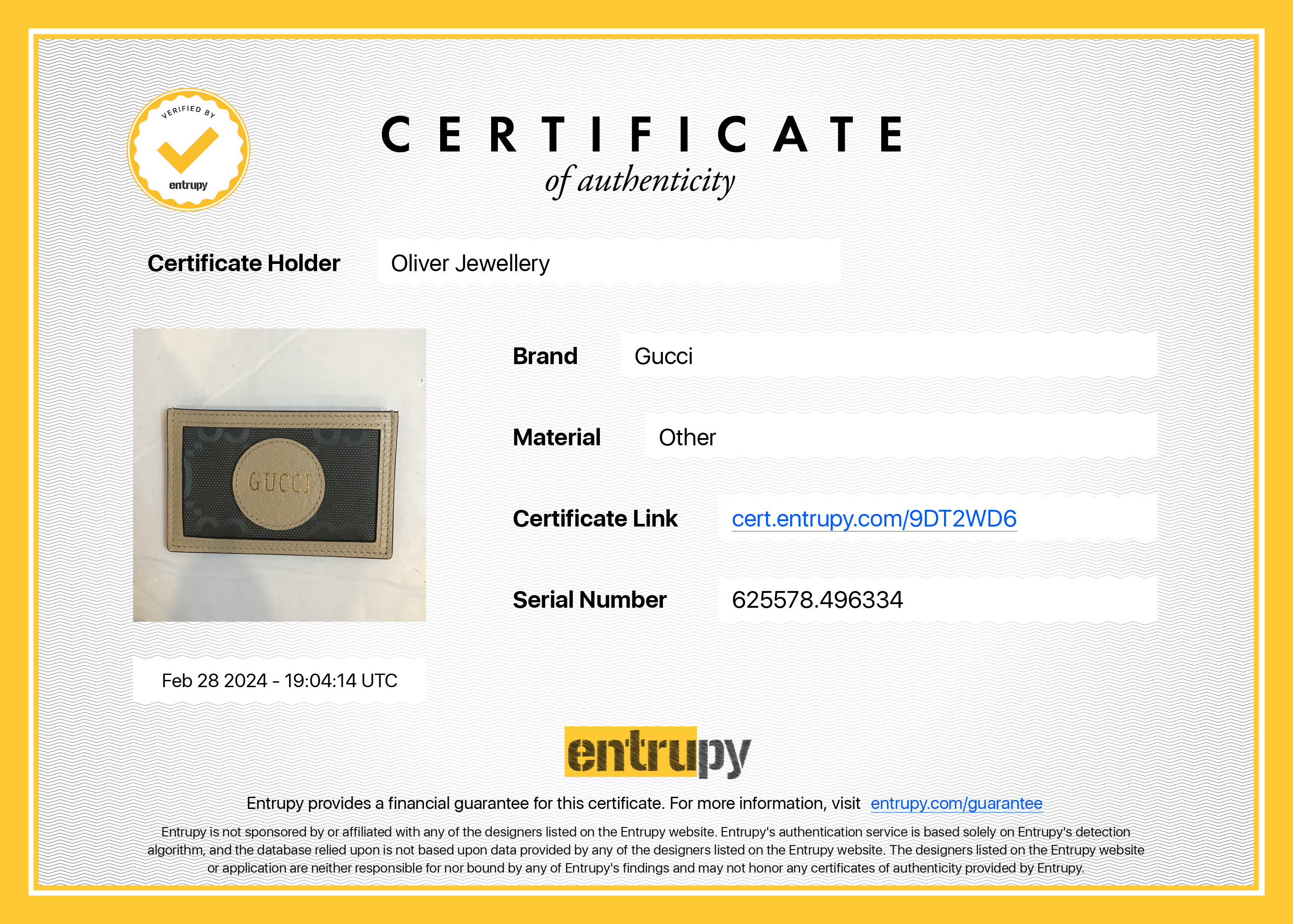 Gucci Beige Calfskin Grey Econyl Off The Grid Card Holder w/ Box