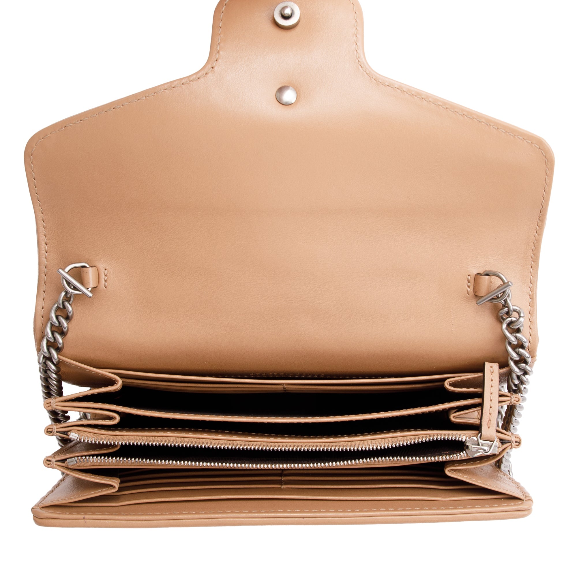 Gucci Beige Calfskin Leather GG Marmont Matelasse Mini Bag w/ Box