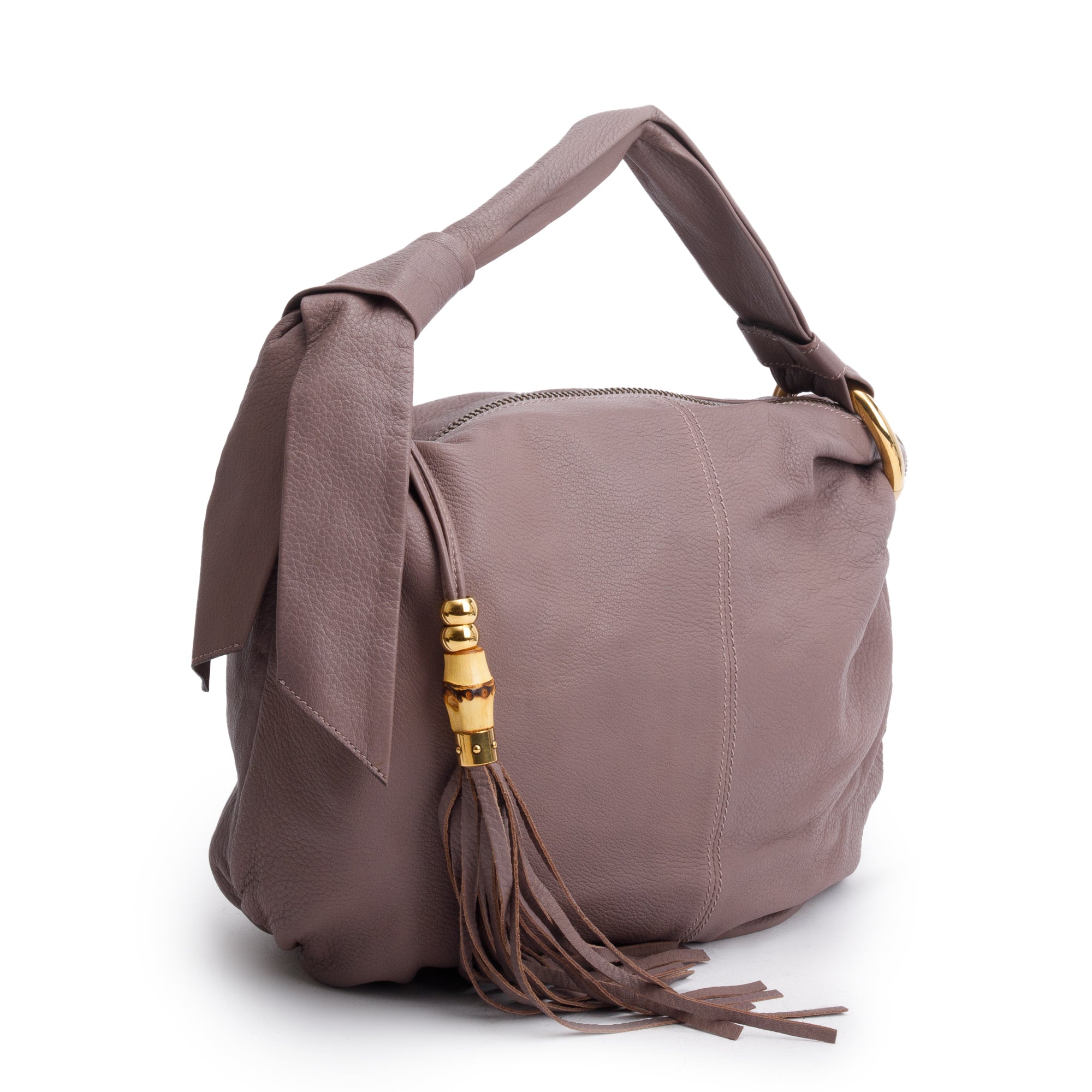 Gucci Beige Calfskin Leather Medium Jungle Bamboo Hobo