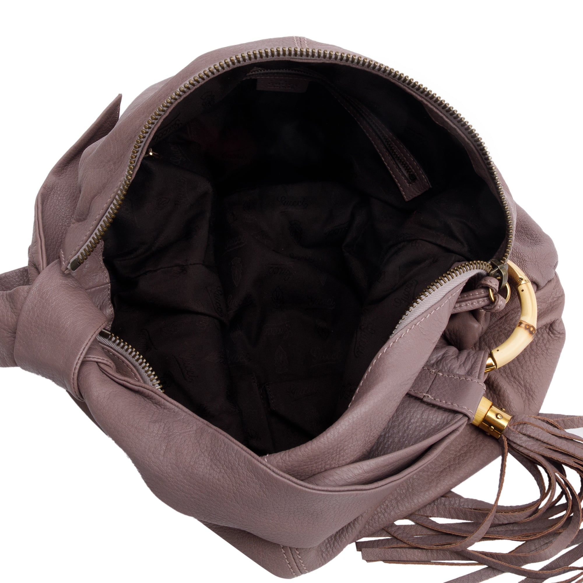 Gucci Beige Calfskin Leather Medium Jungle Bamboo Hobo