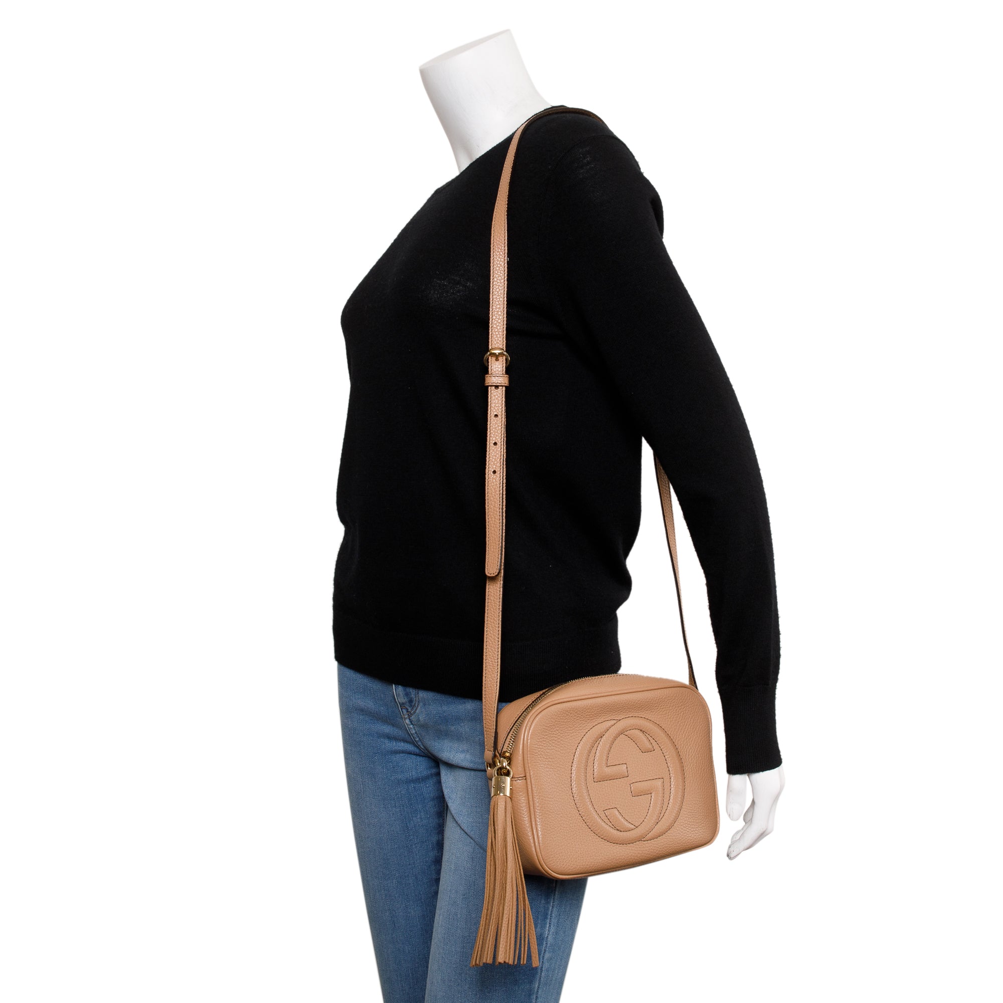 Gucci Beige Calfskin Leather Small Soho Disco Bag