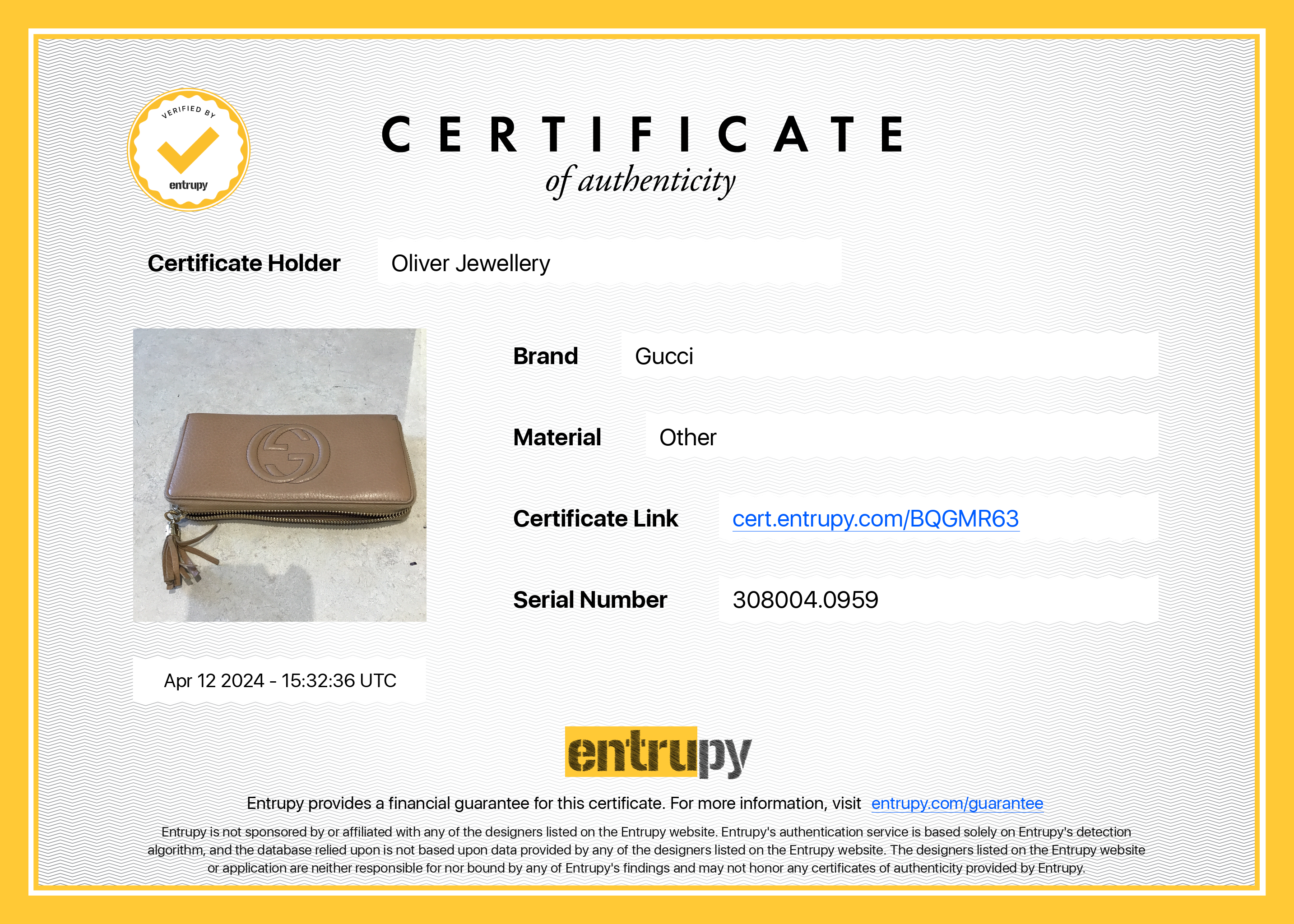 Gucci Beige Calfskin Leather Soho Zip Around Wallet