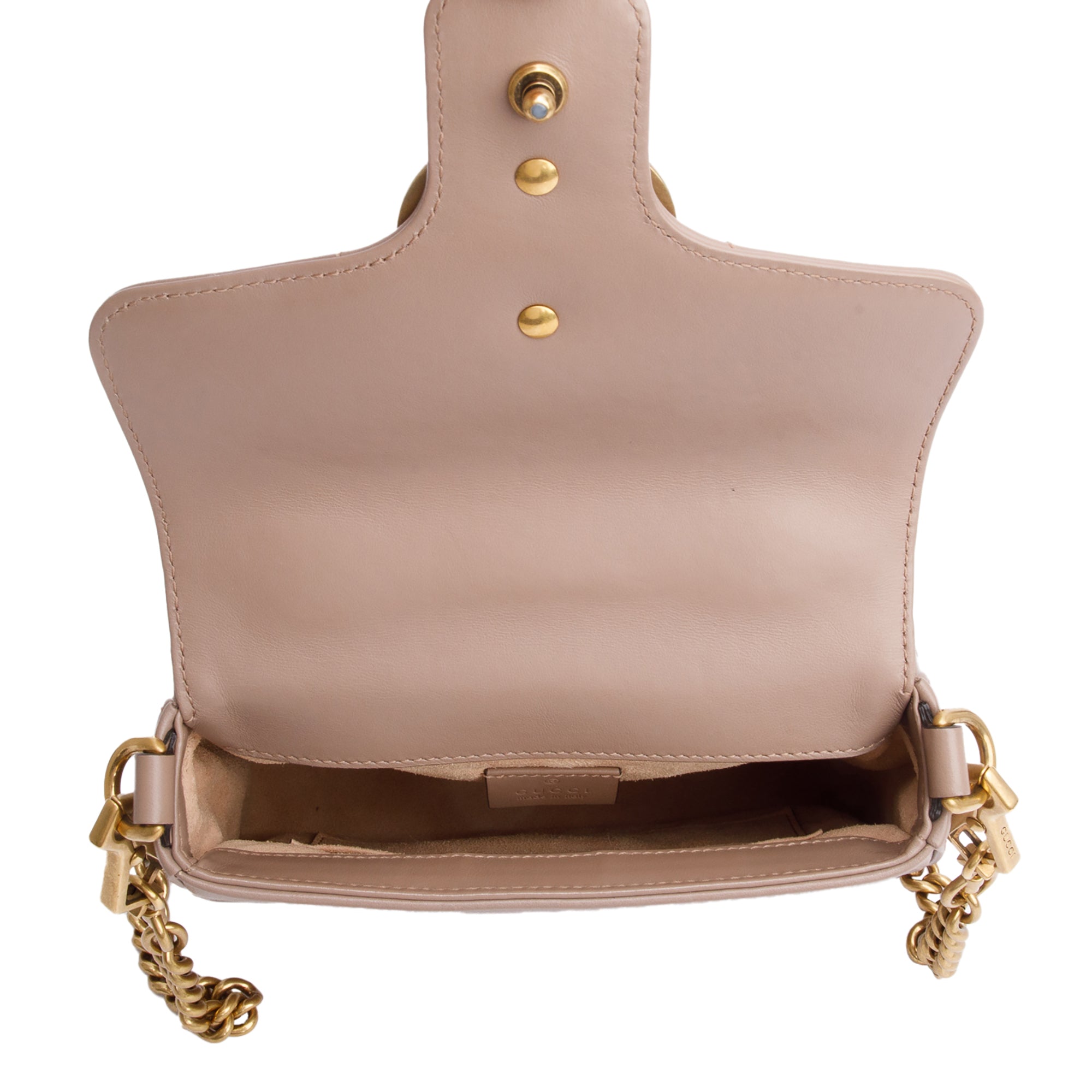 Gucci Beige Calfskin Matelasse GG Marmont Mini Top Handle Shoulder Bag w/ Strap