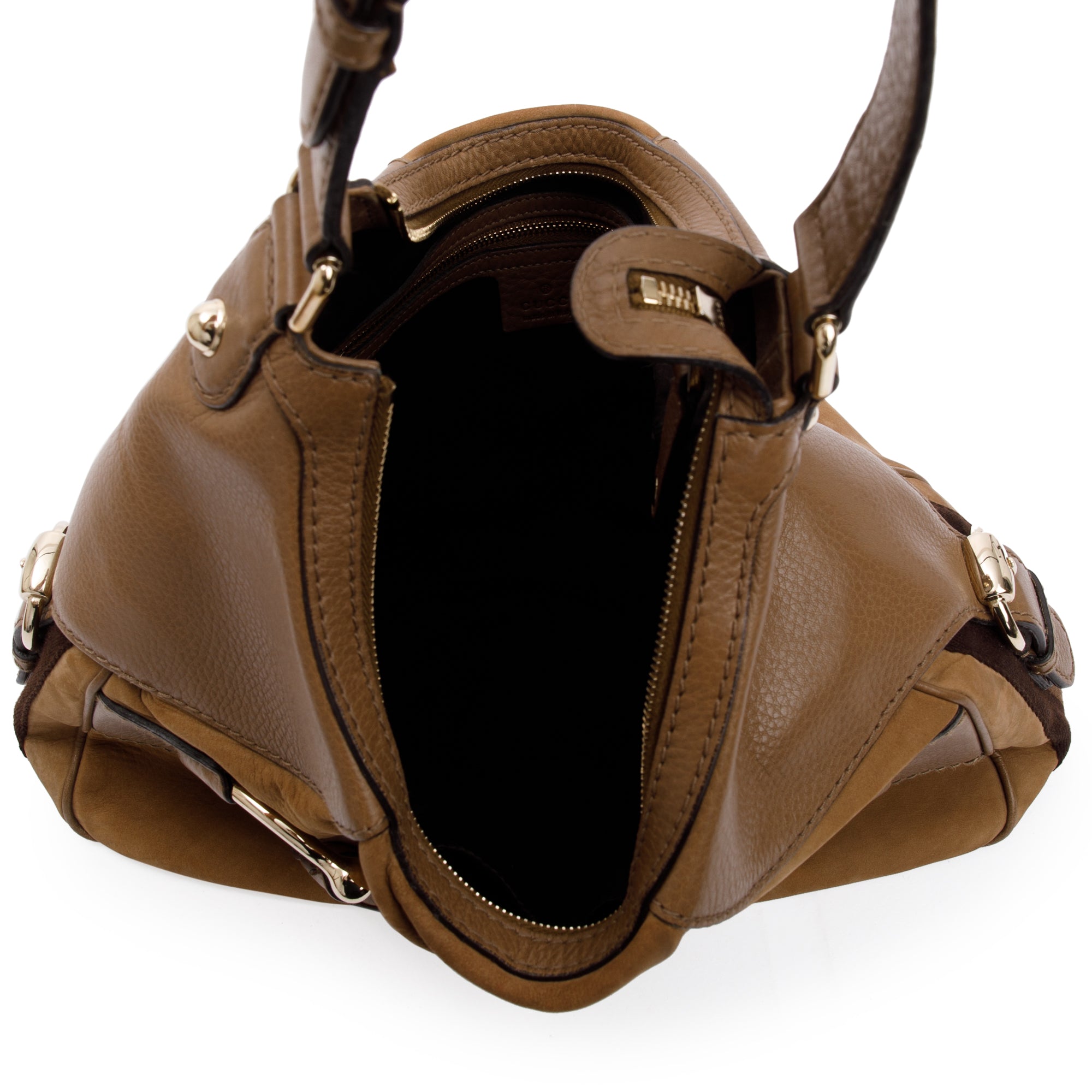 Gucci Beige Callfskin Suede Heritage Horsebit Hobo