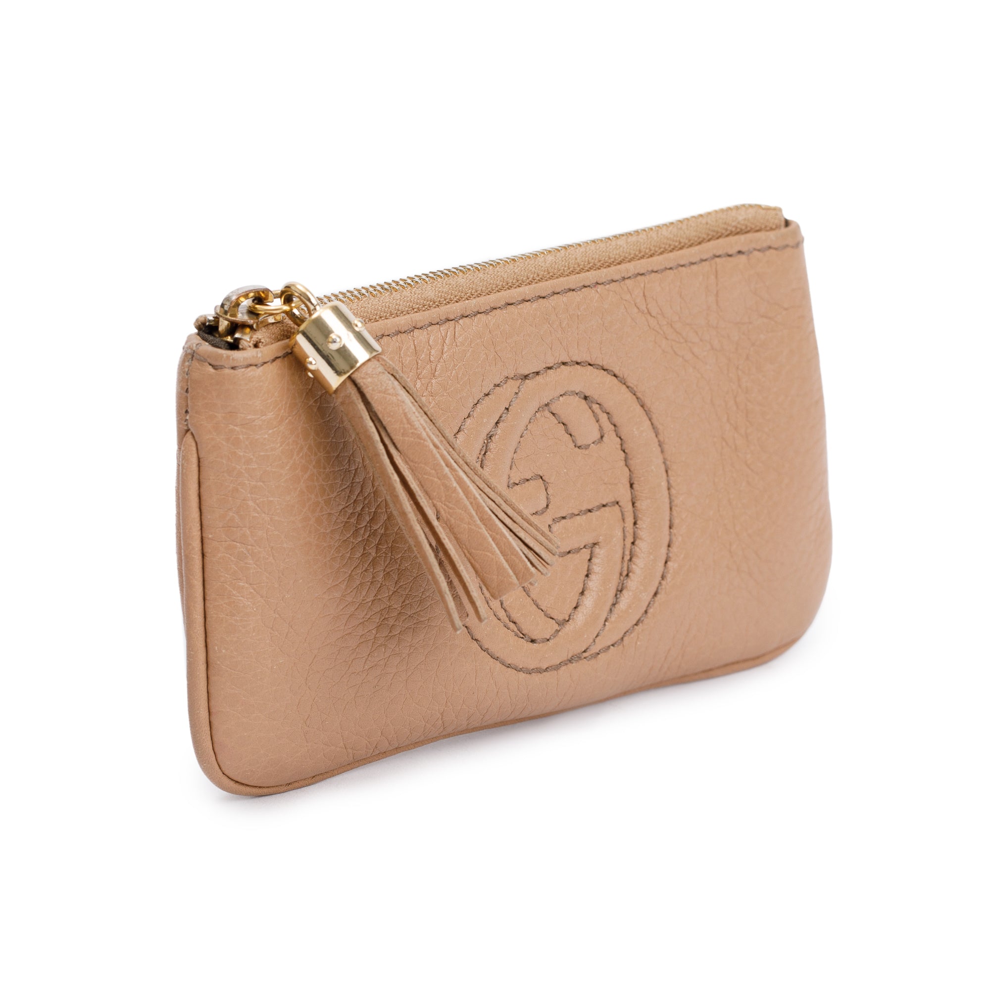 Gucci Beige Calsfskin Leather Soho Key Pouch