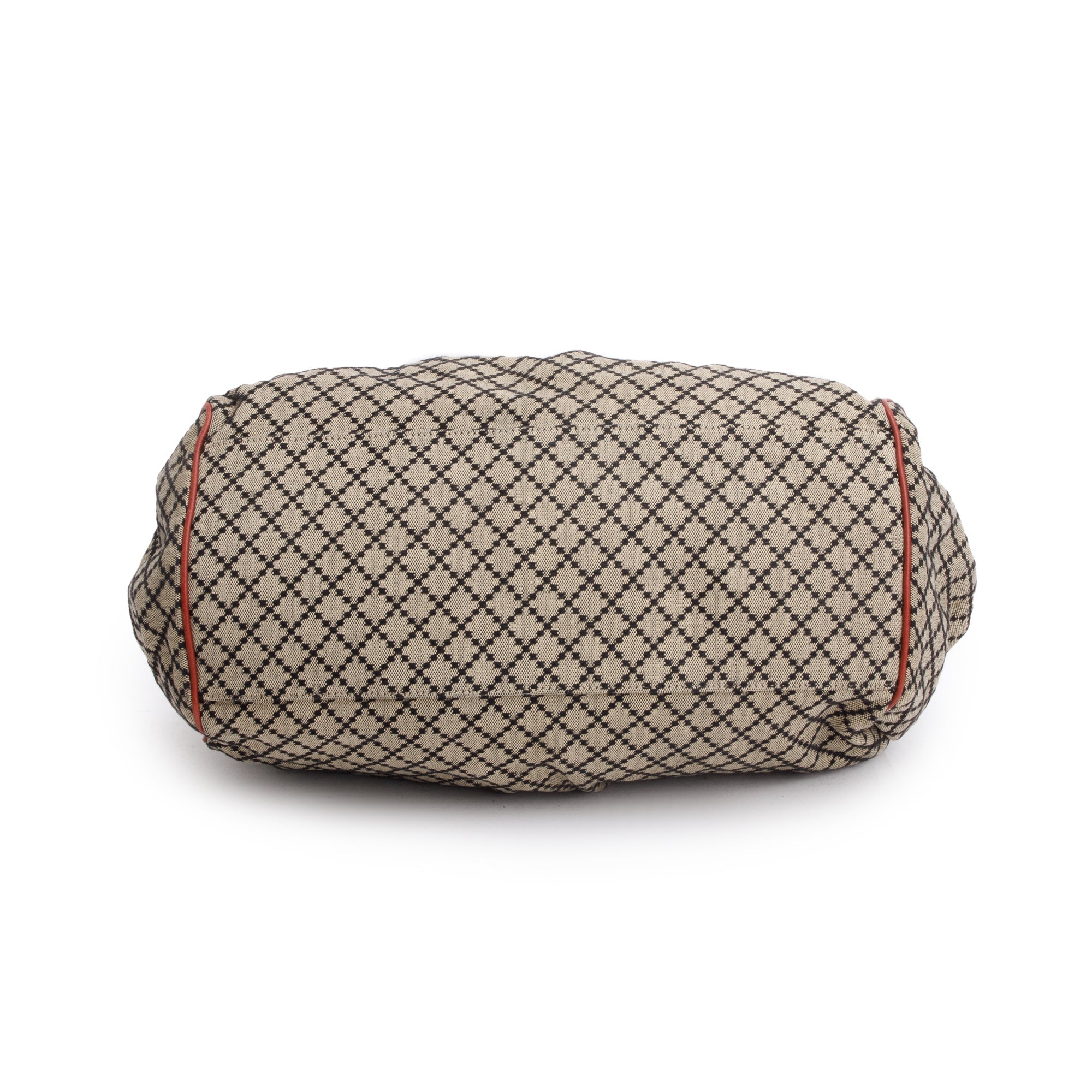 Gucci Beige Diamante Canvas Red Leather Trim Medium Sukey Boston Bag