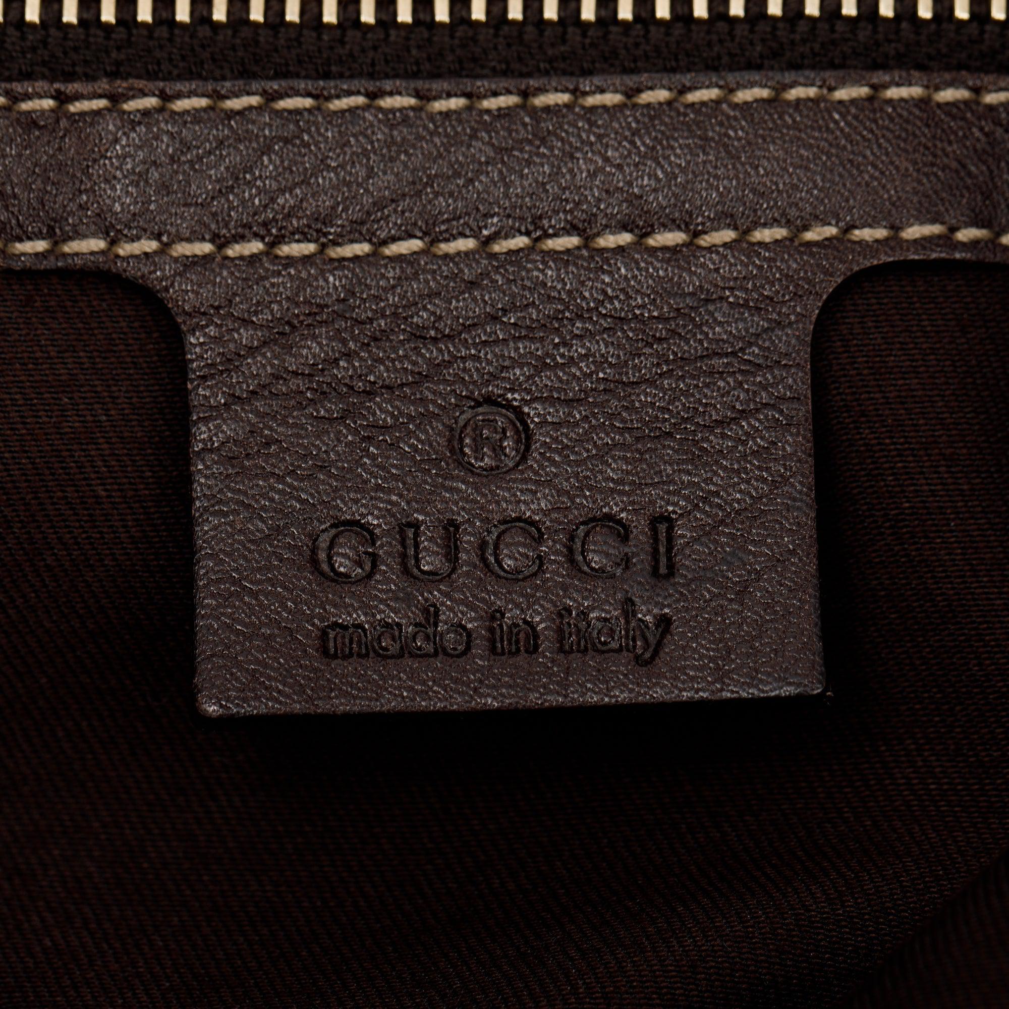 Gucci Beige GG Canvas Medium Peggy Bamboo Top Handle Bag w/ Strap