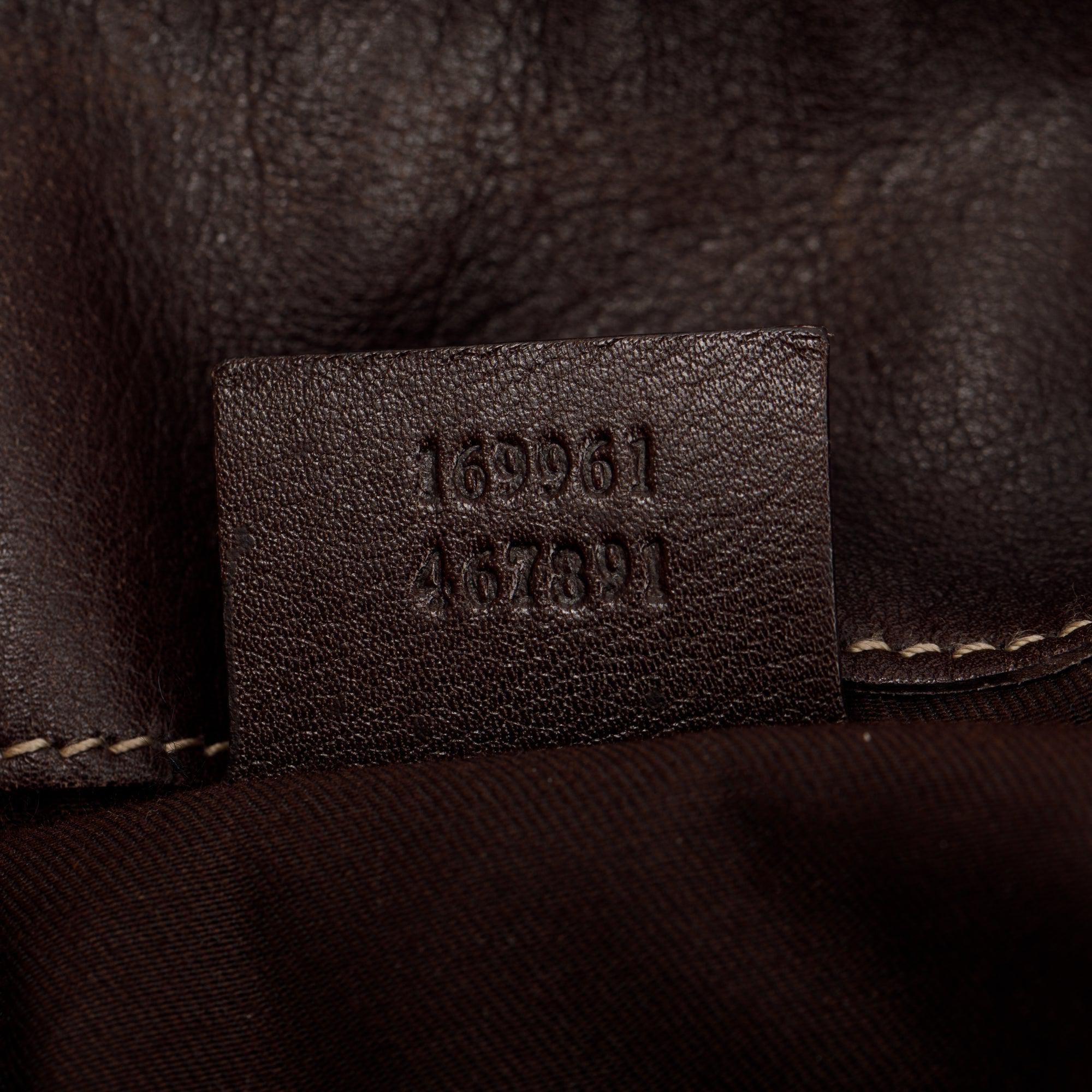 Gucci Beige GG Canvas Medium Peggy Bamboo Top Handle Bag w/ Strap