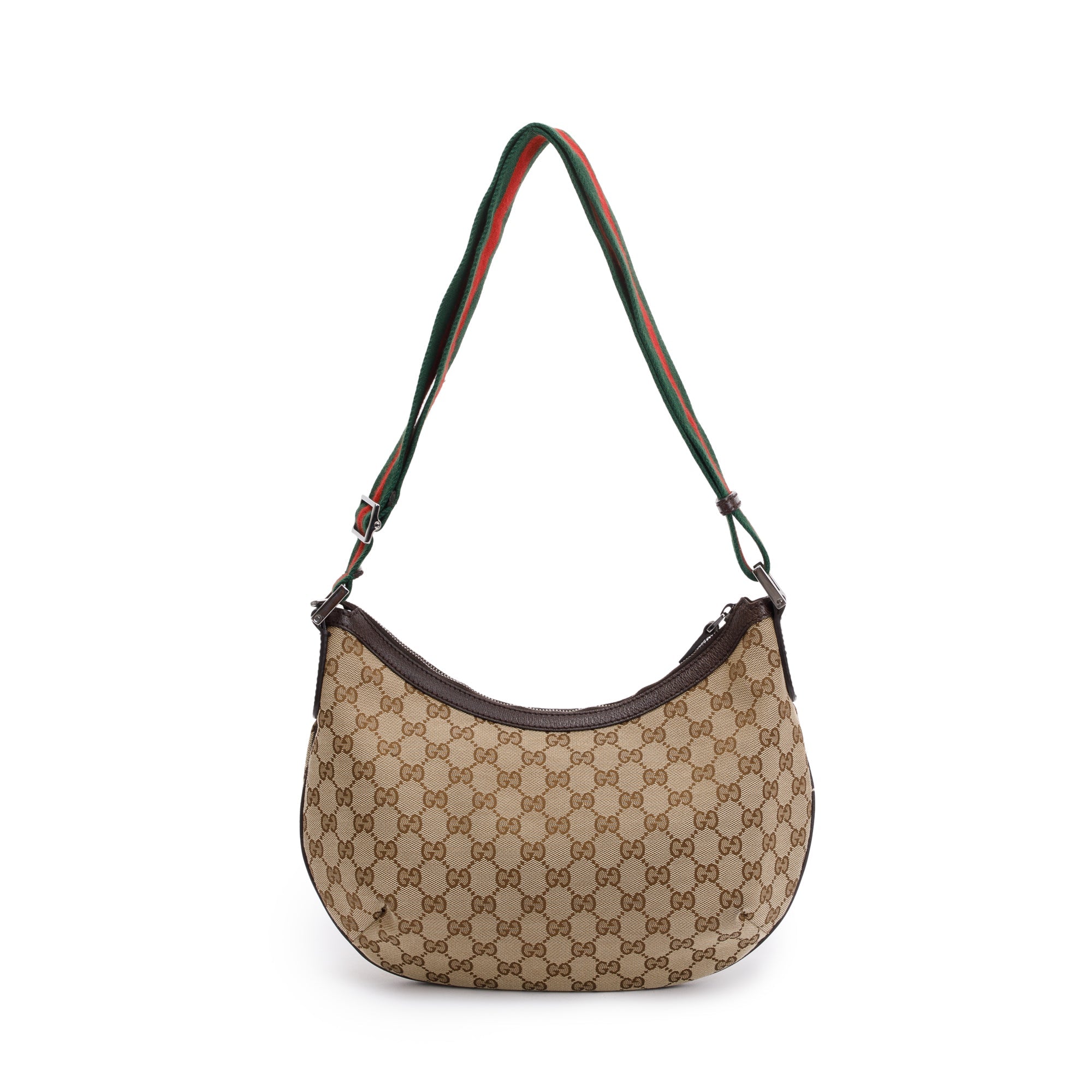 Gucci Beige GG Canvas Web Medium Half Moon Hobo