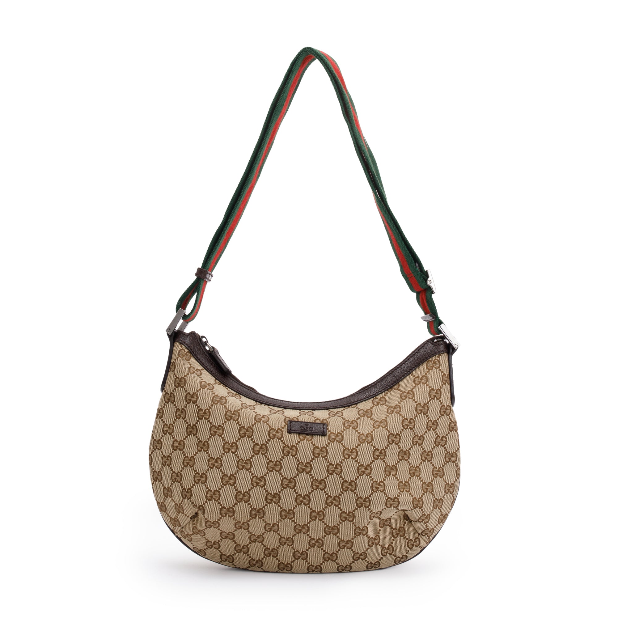 Gucci Beige GG Canvas Web Medium Half Moon Hobo