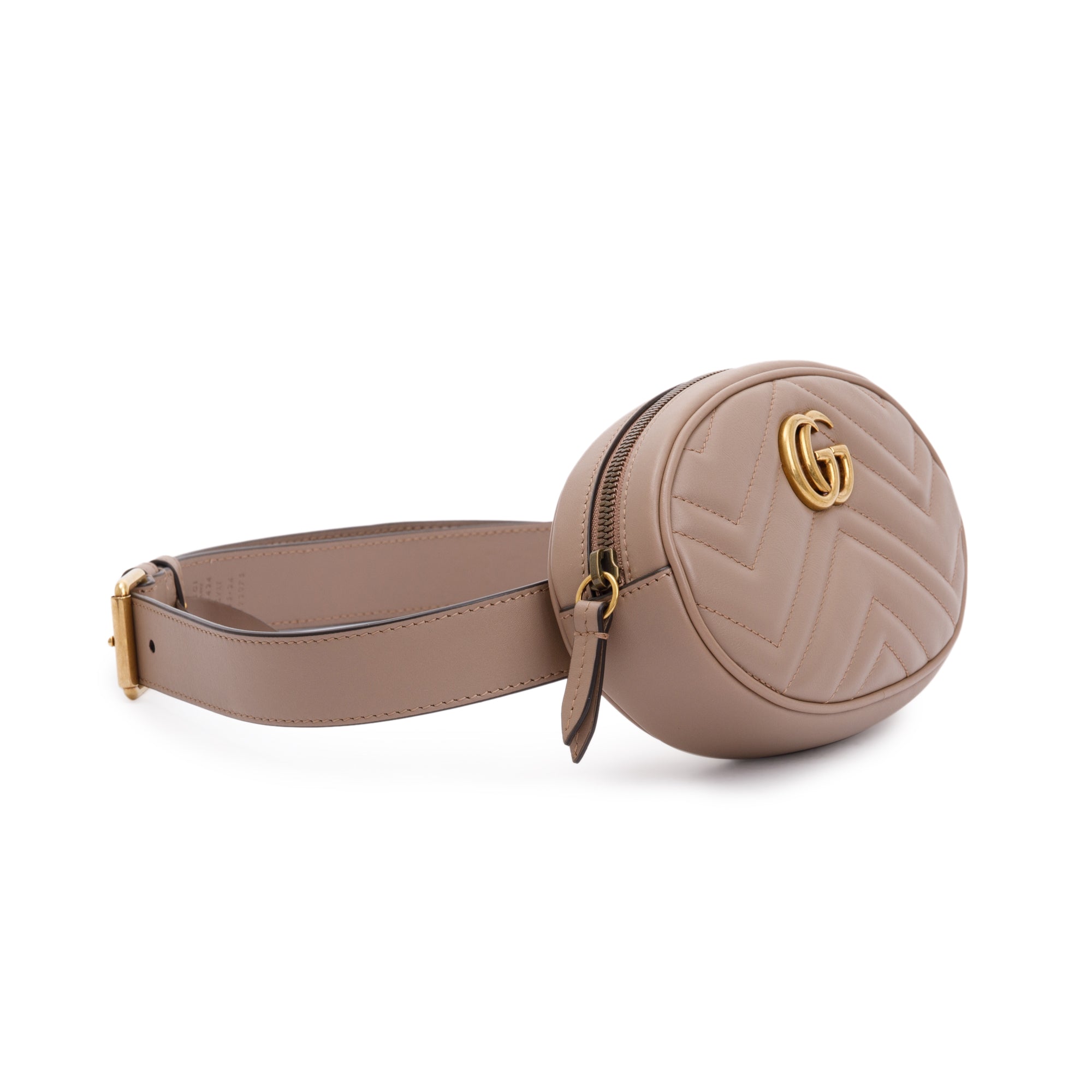 Gucci Beige GG Marmont Matelasse Leather Belt Bag