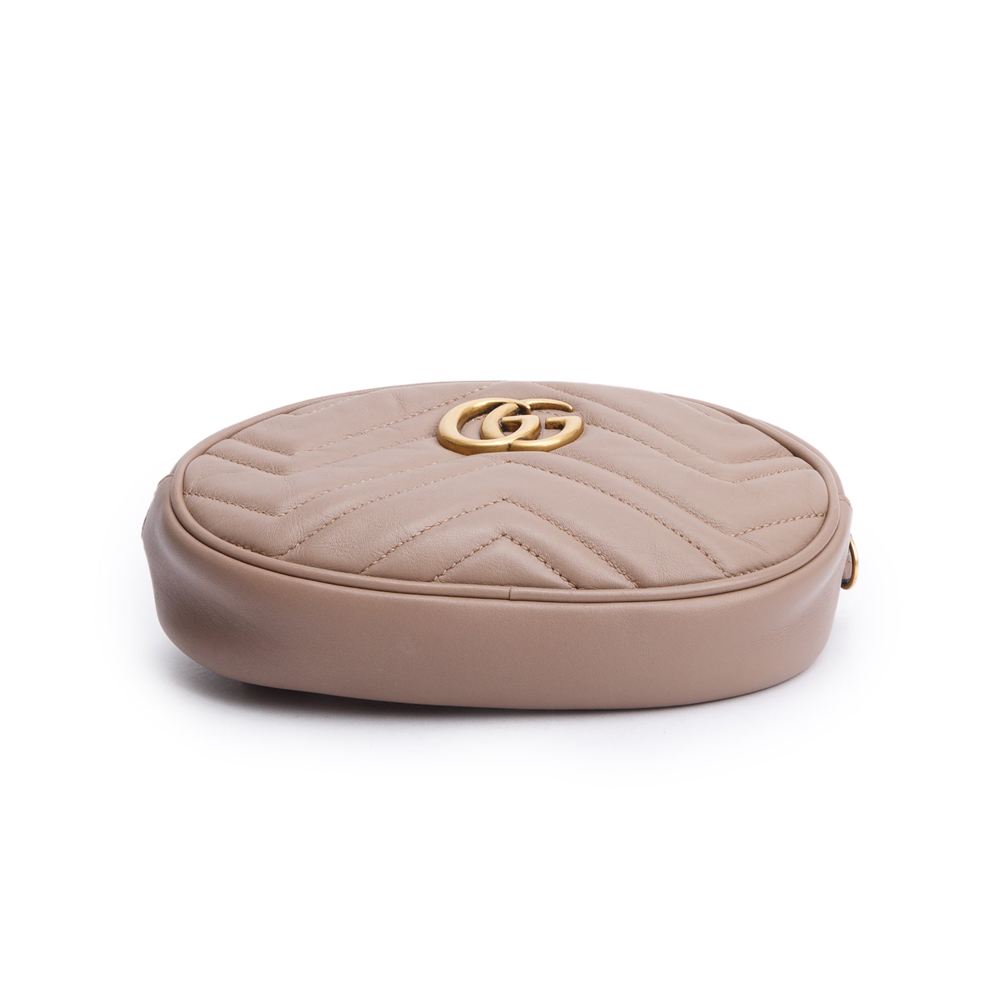Gucci Beige GG Marmont Matelasse Leather Belt Bag, Size 85 34